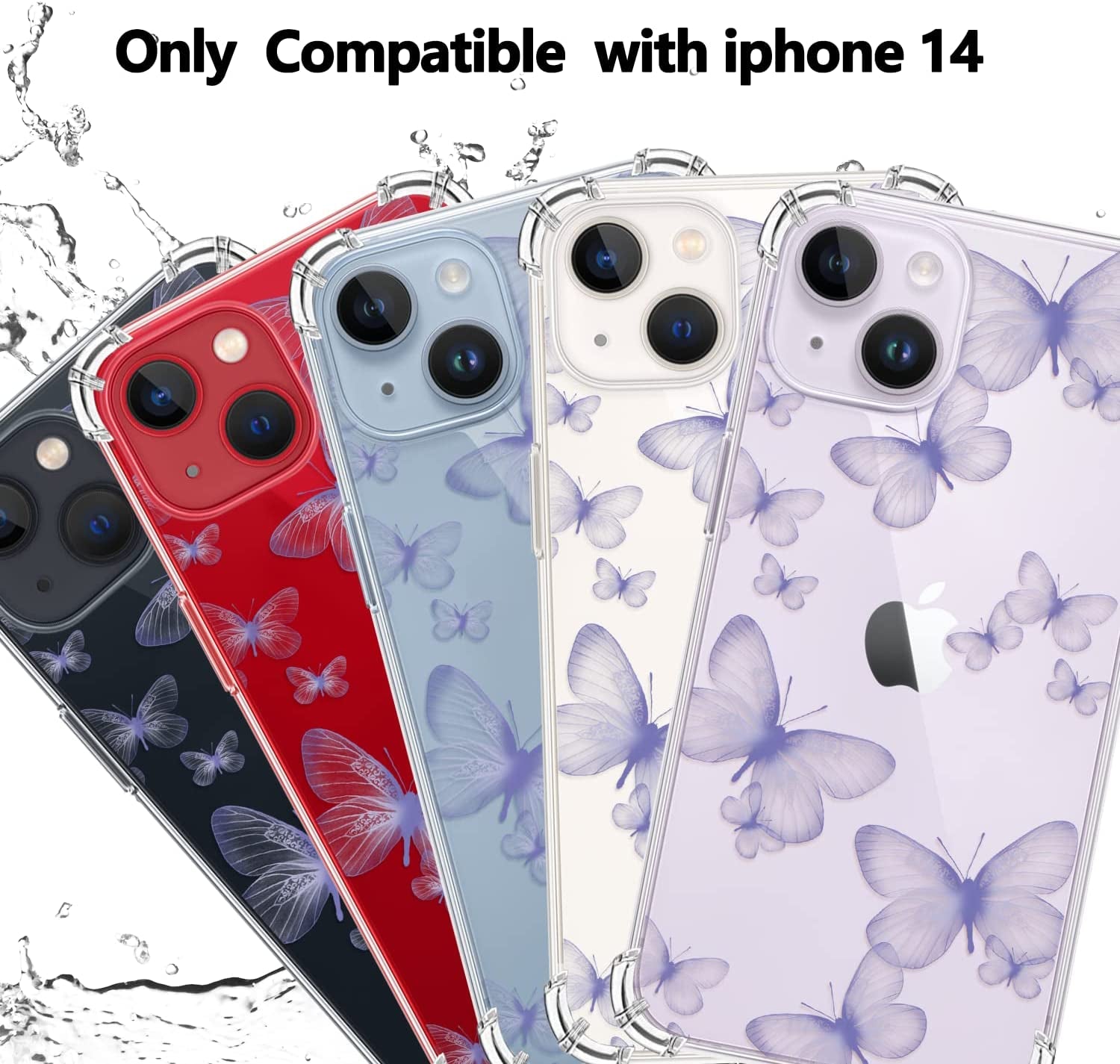 YOYORI Compatible with Iphone 14 Case Clear[With Screen Protector], Transparent Shockproof Protective Soft TPU Bumper Cover 6.1 Inch 2022 (Butterfly)  YOYORI   