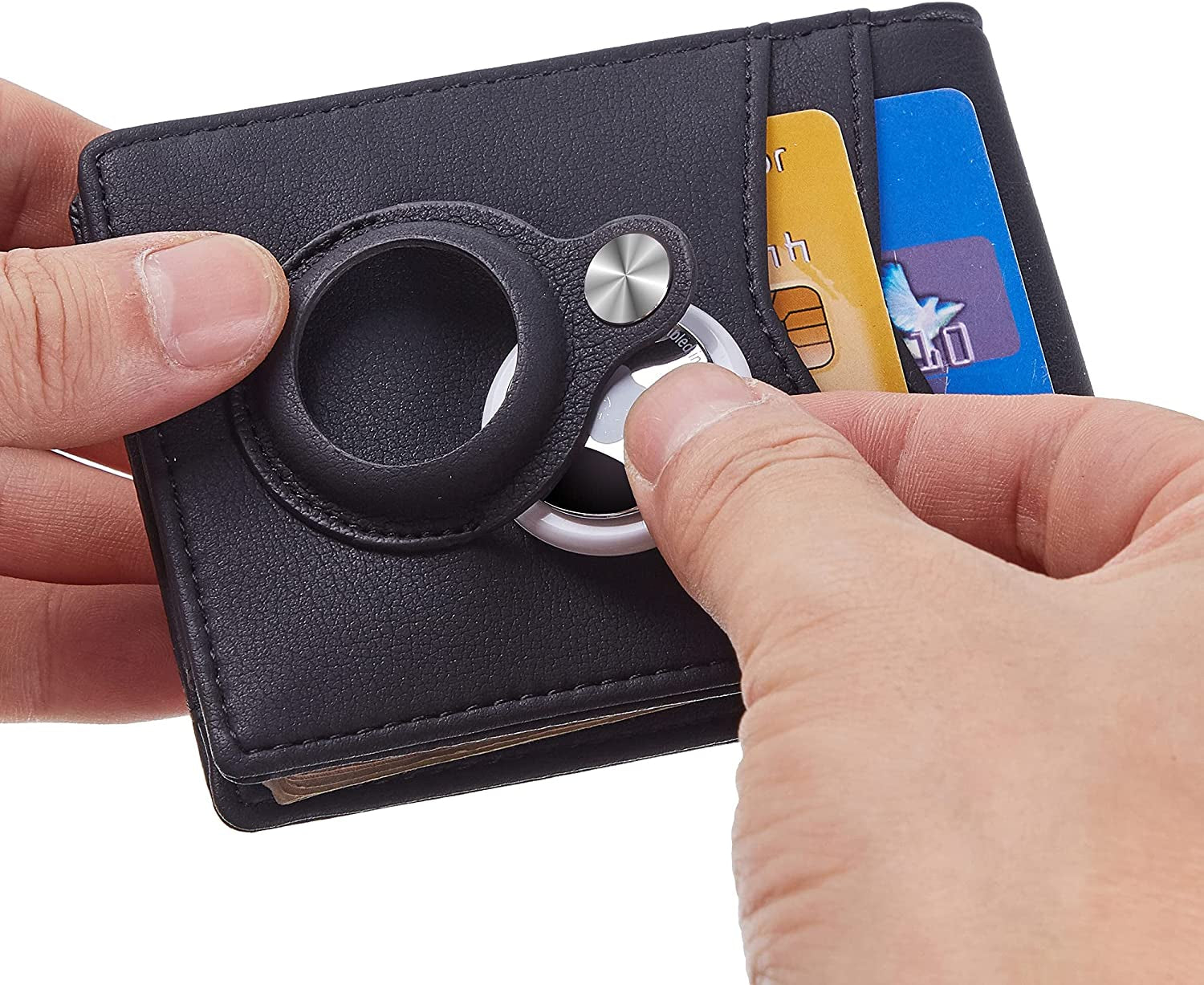 Hawanik Mens Slim Bifold Wallet with Integrated Case Holder for Airtag  Hawanik   