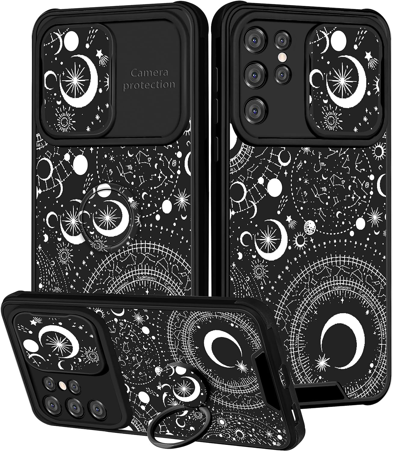 Goocrux for Samsung Galaxy S21 Ultra Case Floral Flowers for Women Girls Cute Girly Phone Cover Blue Flower Plants Design with Slide Camera Cover and Ring Holder Fashion Cases for S21 Ultra 6.8''  Goocrux Moon Planet  
