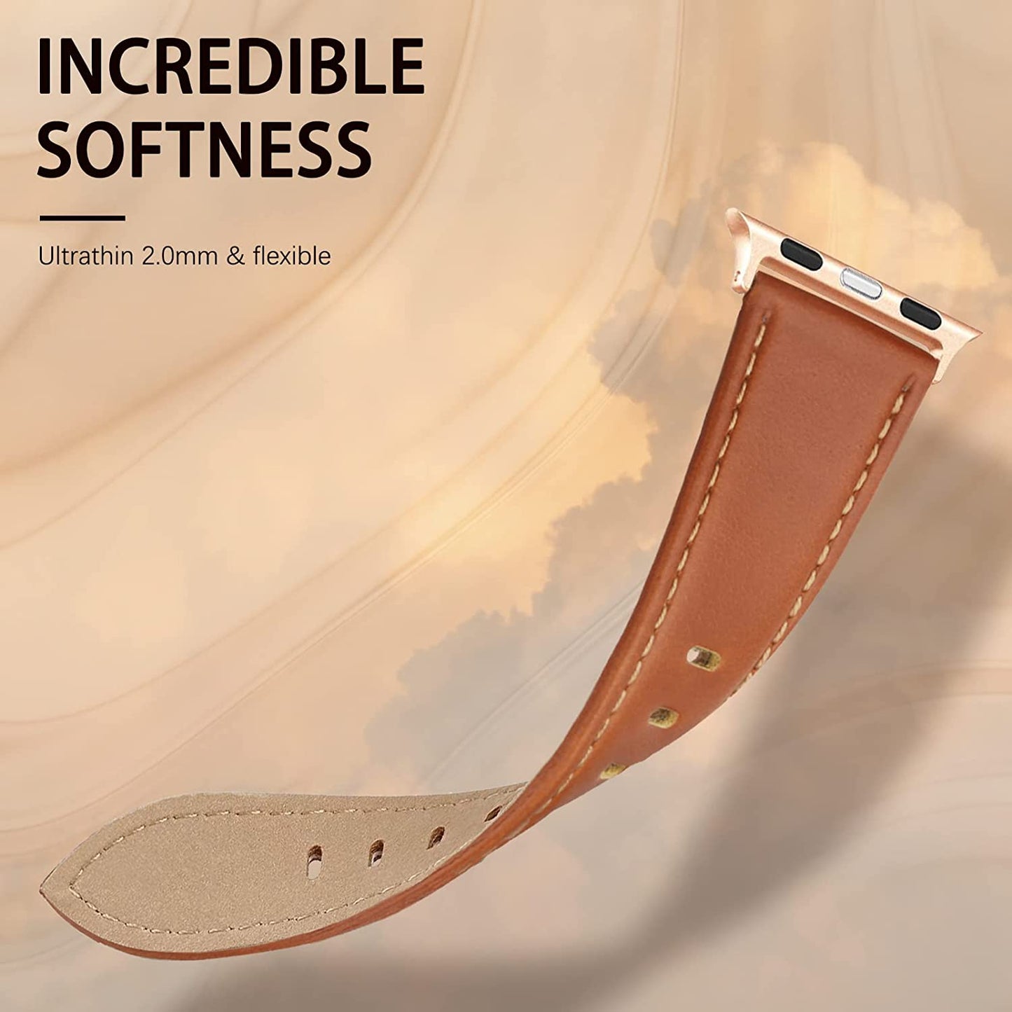 SWEES Leather Bands Compatible with Apple Watch Bands 41Mm 40Mm 38Mm Women Men, Genuine Leather Bands Replacement Strap for Apple Iwatch SE2 SE Series 8 7 6 5 4 3 2 1,Sports & Edition  SWEES   