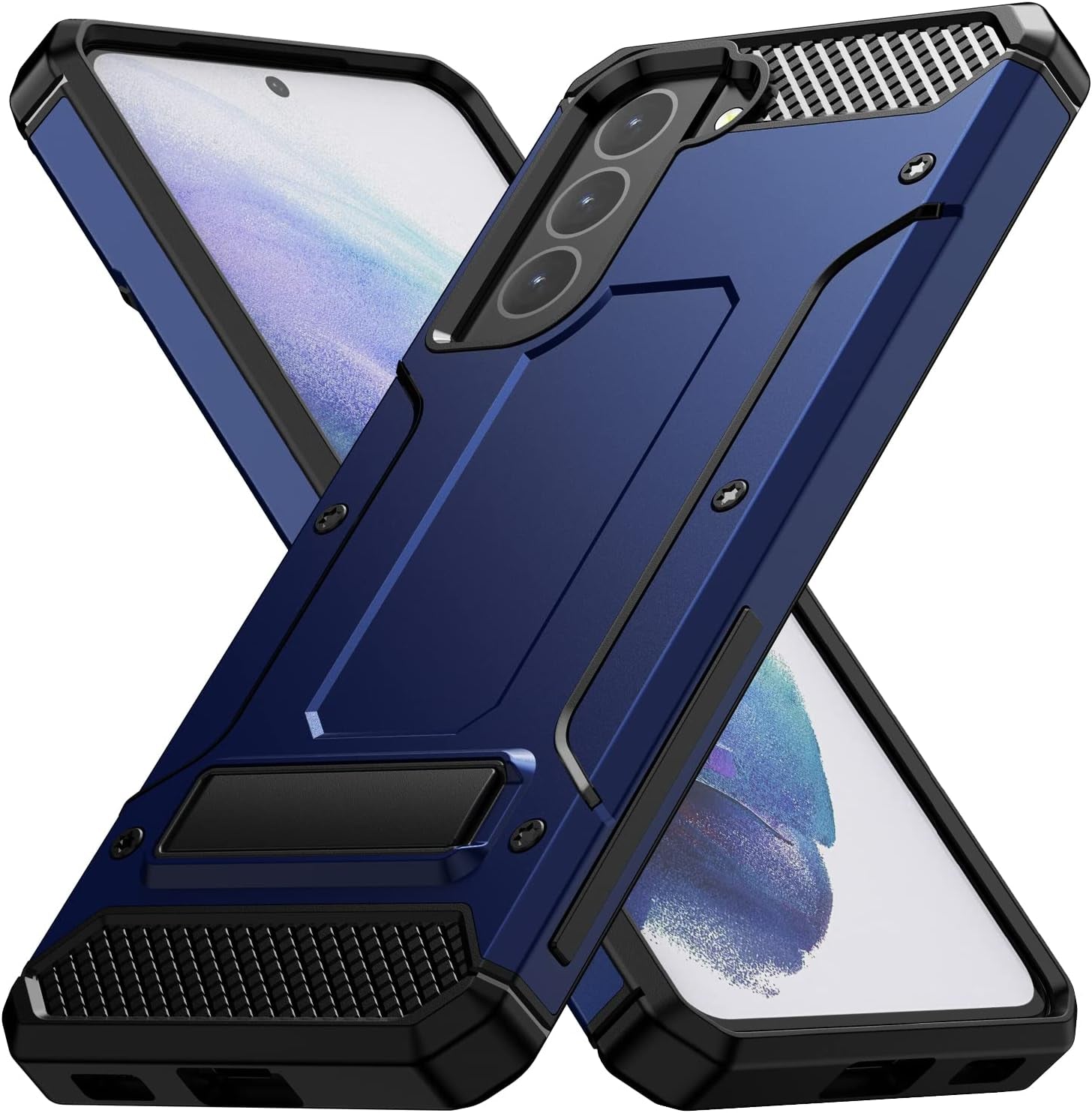 MMHUO for Samsung Galaxy S21 Case,Dual Layer Military Grade Drop Protection Galaxy S21 Case with Built in Kickstand Shockproof Protective Phone Case for Samsung Galaxy S21 5G,Red  MMHUO Dark Blue  