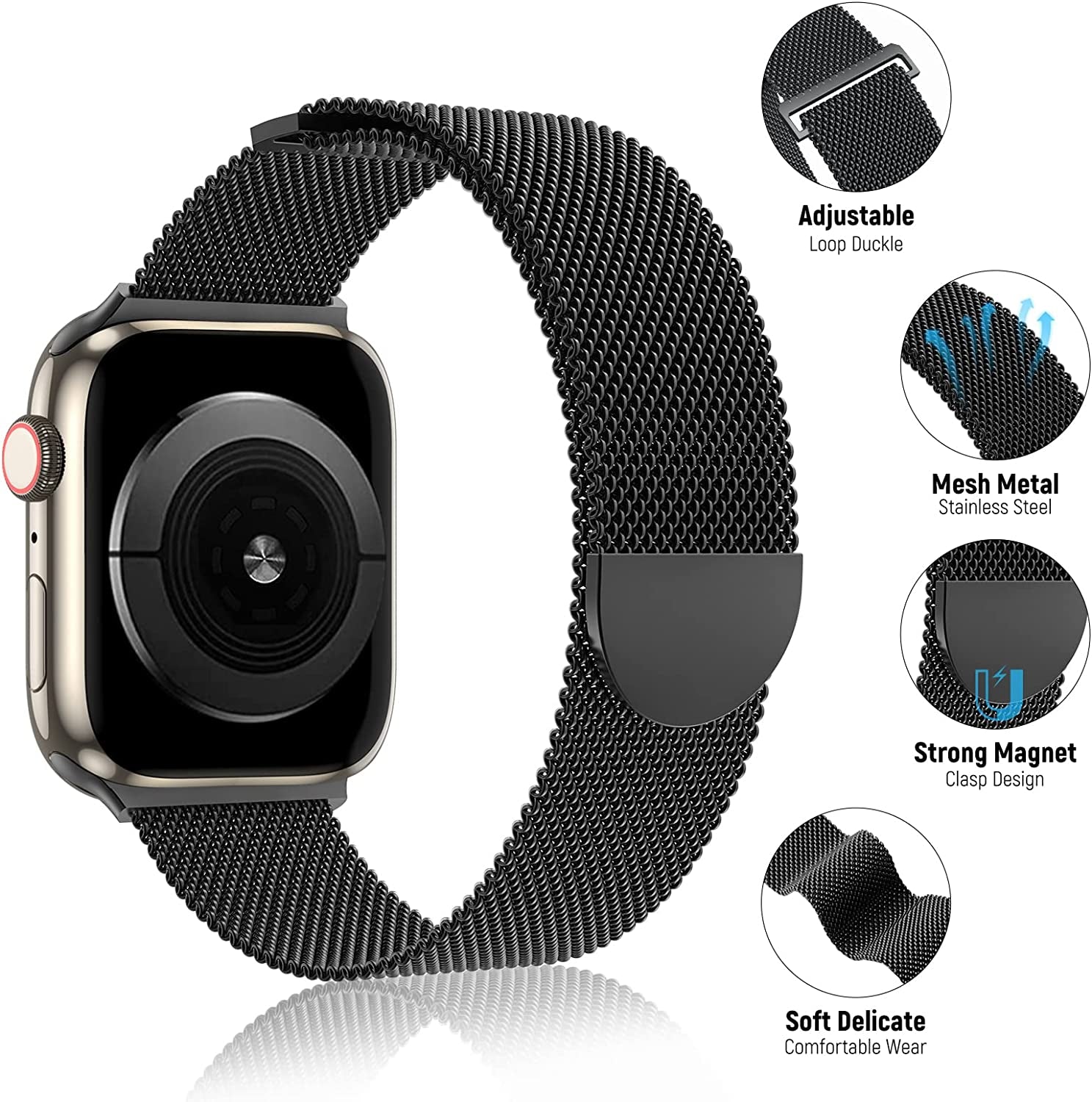 TRA 3 Pack Metal Stainless Steel Bands Compatible with Apple Watch Band 49Mm 45Mm 44Mm 42Mm 41Mm 40Mm 38Mm, Magnetic Mesh Loop Strap Wristband for Iwatch Ultra Series 8/SE/7/6/5/4/3/2/1 Men Women  TRA   