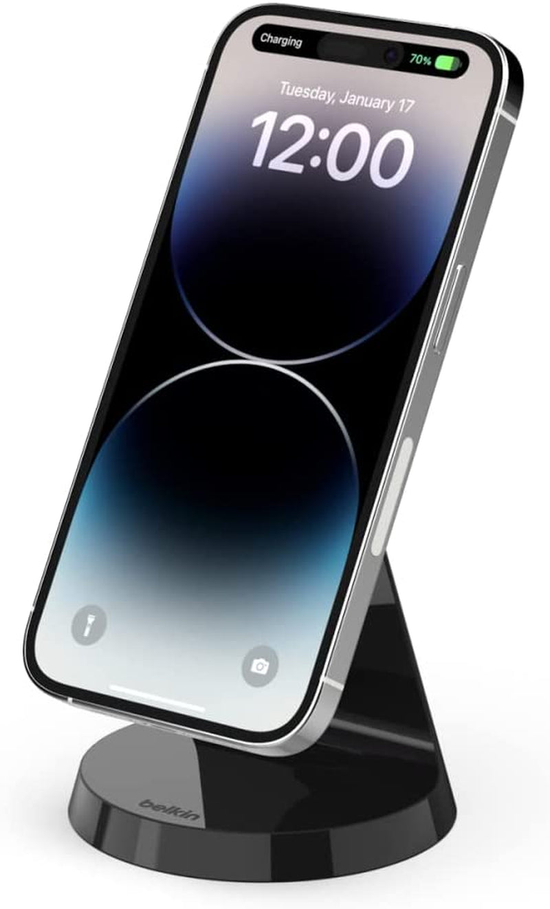 Belkin Magnetic Wireless Charger Stand - Magsafe Charger Compatible - Magnetic Iphone Charger - Wireless Charger - Works W/ Apple Iphone 14, Iphone 13 & Iphone 12 - Power Supply Not Included - Black  Belkin   