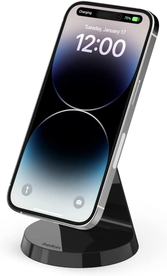 Belkin Magnetic Wireless Charger Stand - Magsafe Charger Compatible - Magnetic Iphone Charger - Wireless Charger - Works W/ Apple Iphone 14, Iphone 13 & Iphone 12 - Power Supply Not Included - Black  Belkin   