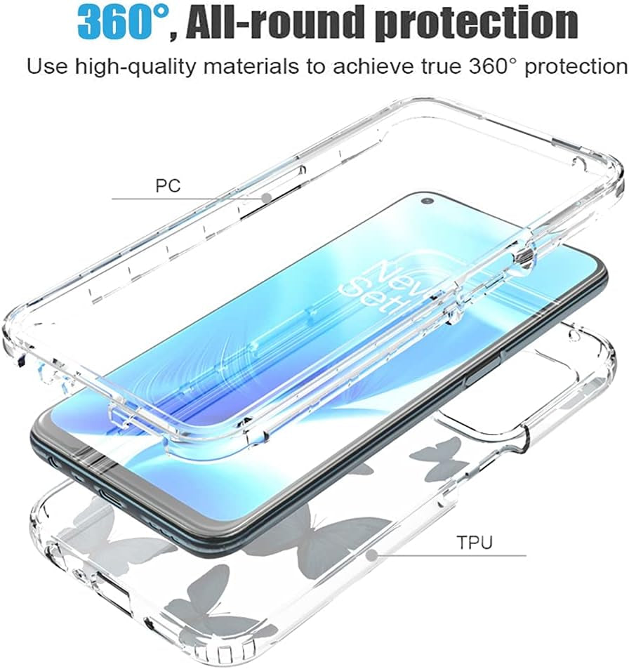 Zoeirc Case for Oneplus Nord N200 Case, Oneplus N200 5G Clear Case for Girls, Soft TPU 360 Full Body Shockproof Hybrid Bumper Crystal Clear Phone Case Cover for Oneplus Nord N200 5G (Blue Butterfly)  Zoeirc   