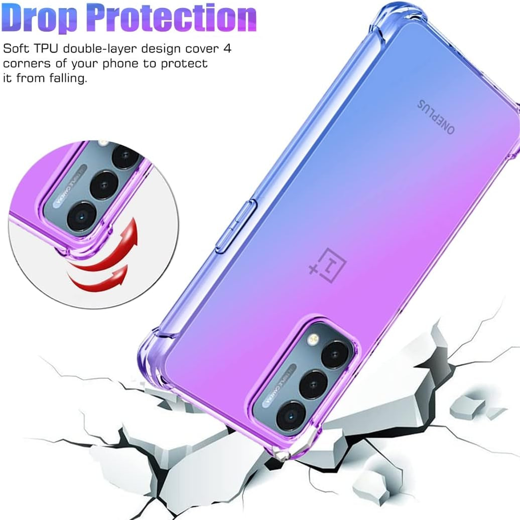 Gufuwo Case for Oneplus Nord N200 5G Case, Oneplus N200 Cute Case Girls, Gradient Slim anti Scratch Soft TPU Phone Cover Shockproof Protective Case for Oneplus Nord N200 5G (Purple/Blue)  Gufuwo   