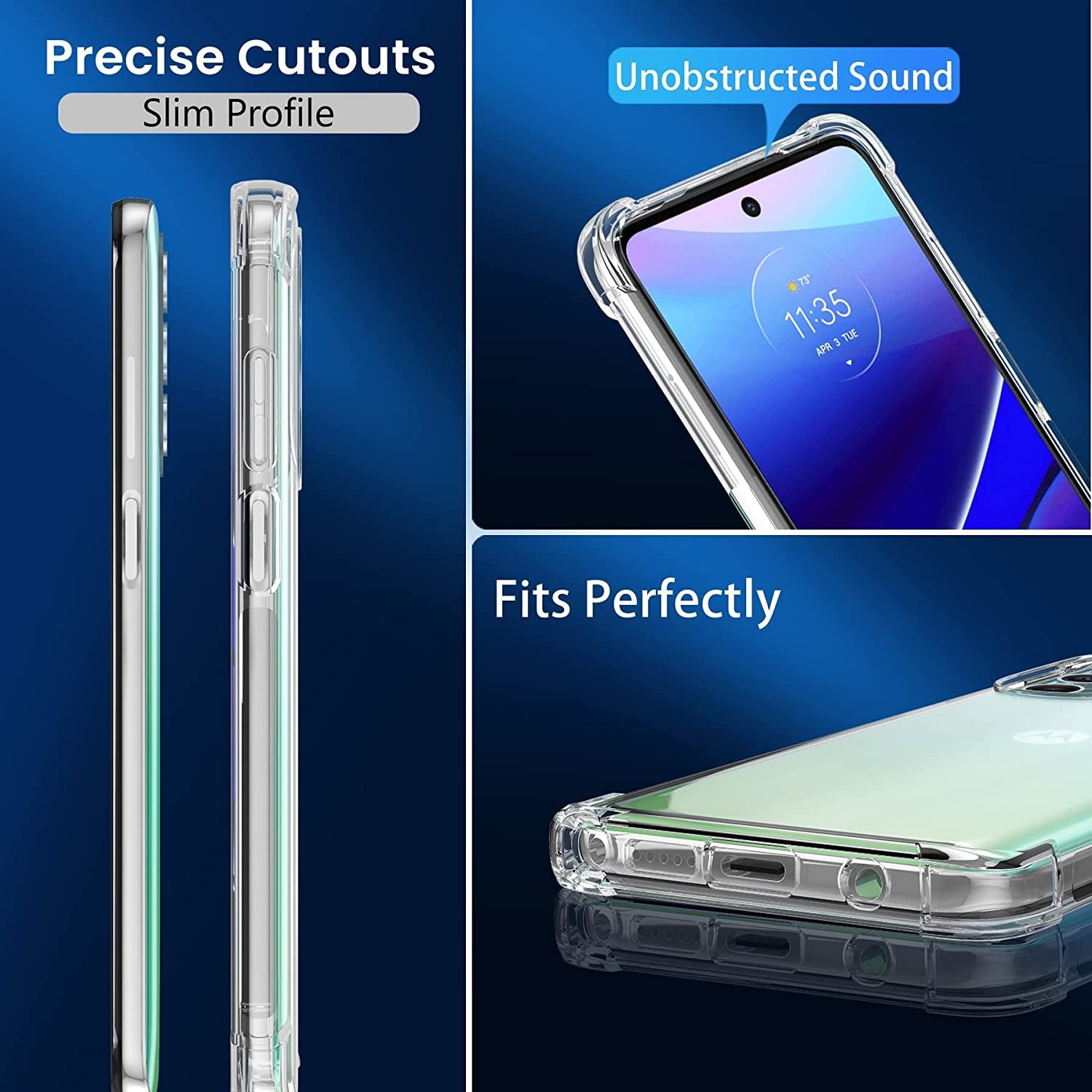 Cresee Crystal Clear Cover with Reinforced Corner Bumper Slim Fit Shockproof Flexible TPU Phone Case for Motorola Moto G Stylus 5G (2022) Transparent  Cresee   