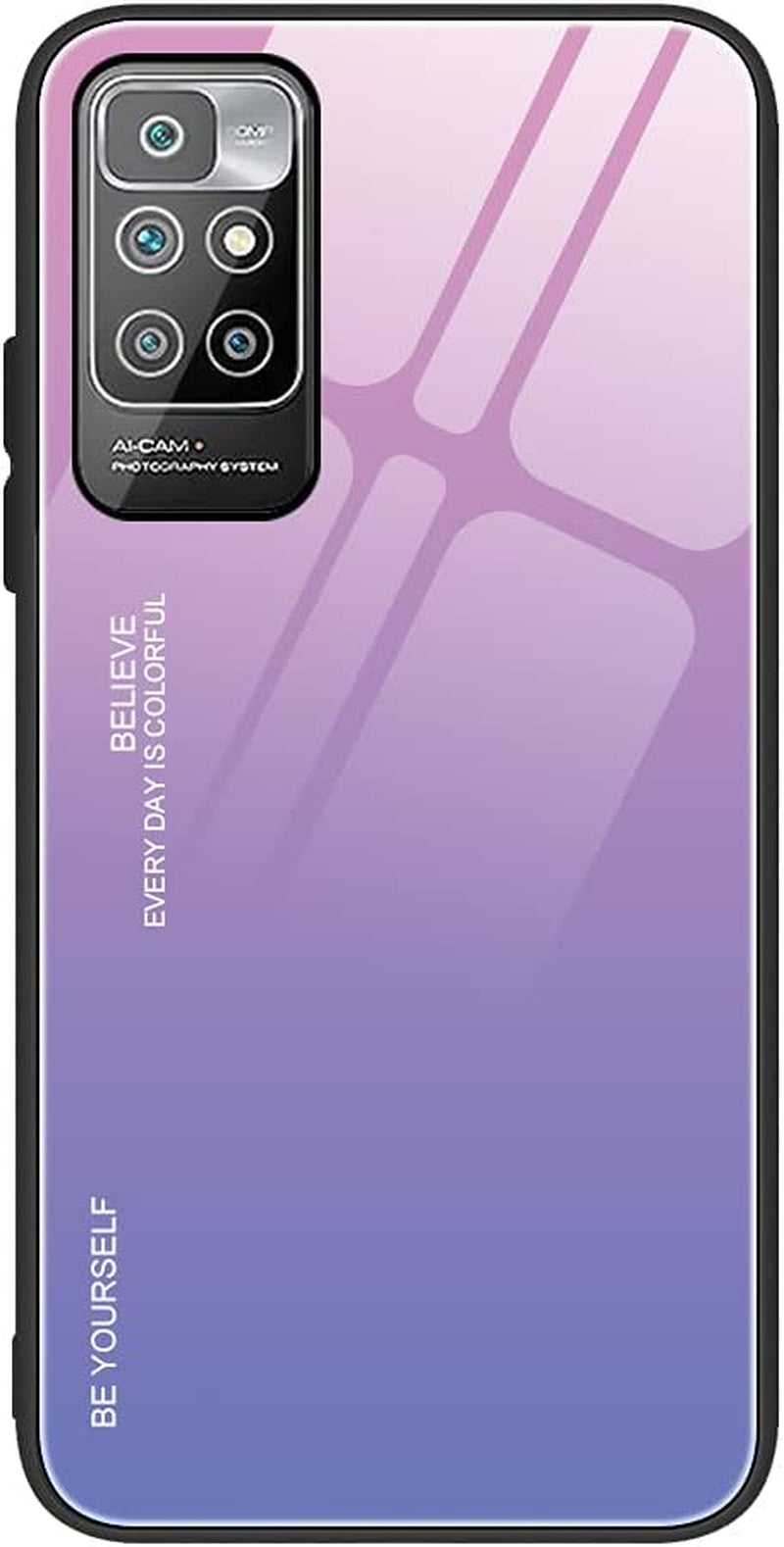 EASSGU Case for Xiaomi Redmi 10 2022 Is Made of Soft TPU Border Tempered Glass Back Cover Drop Resistant Scratch Resistant Purple Red  EASSGU Pink Purple Color Gradient 