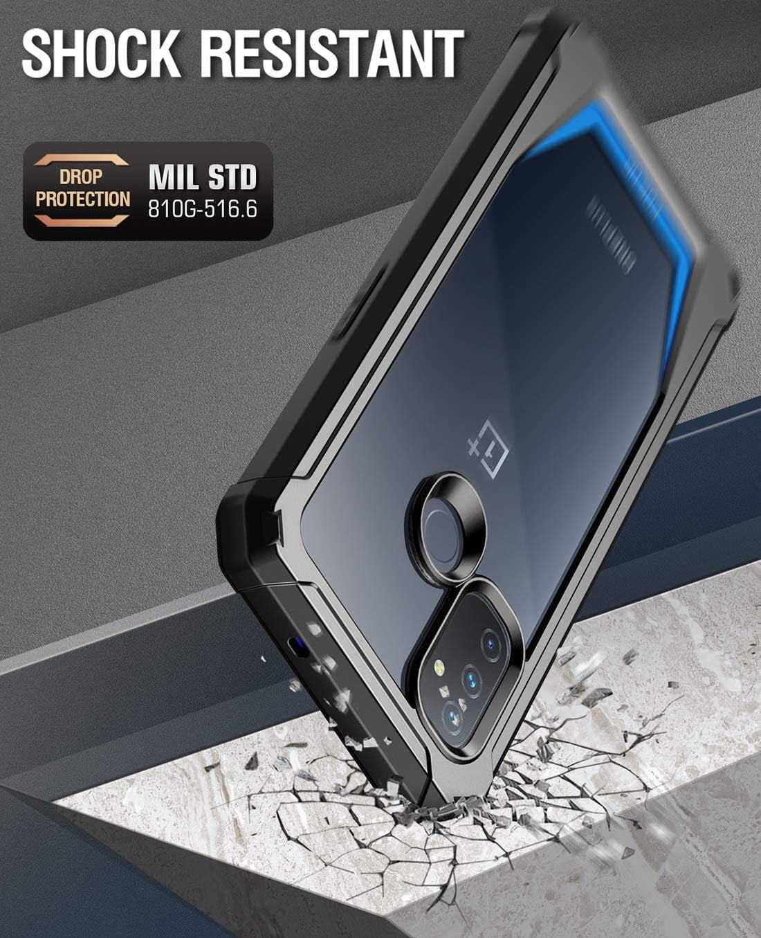 Poetic Guardian Series Case Designed for Oneplus Nord N100, Full-Body Hybrid Shockproof Bumper Cover with Built-In-Screen Protector, Blue/Clear  Poetic   