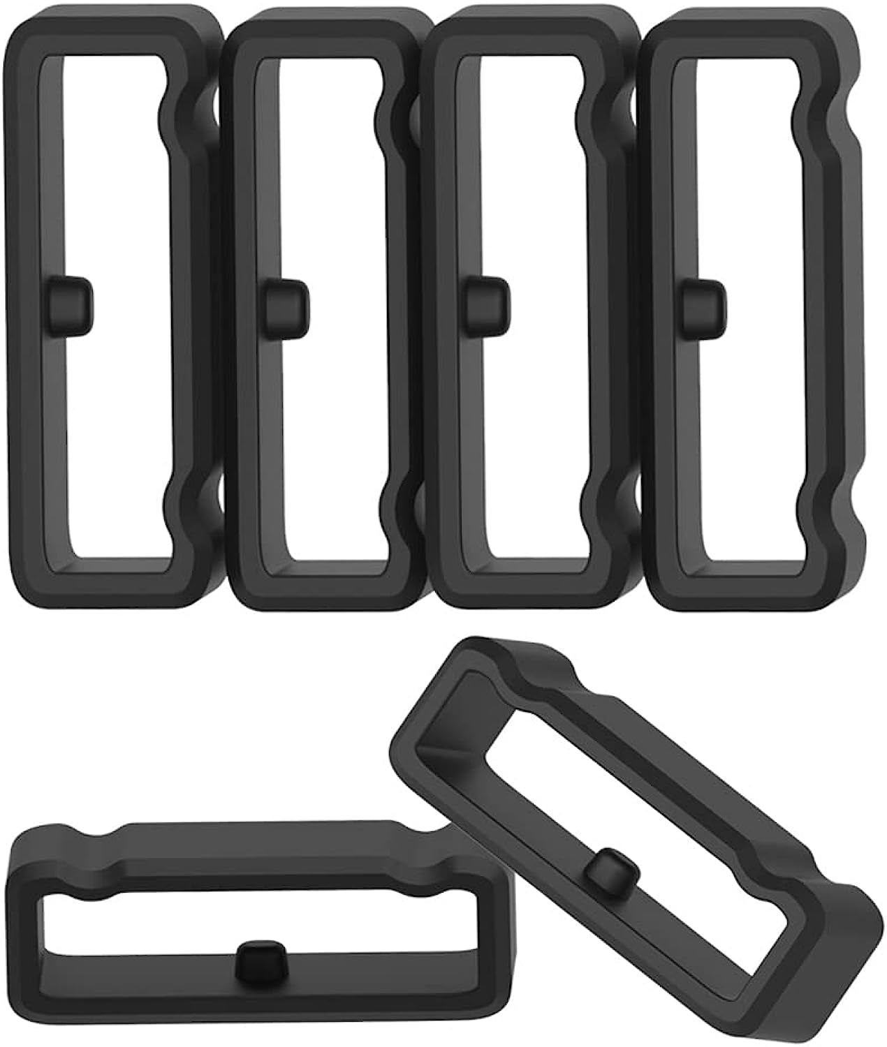 E ECSEM 6PCS Silicone Replacement Watch Band Loop Holder Keeper for 14Mm, 16Mm, 18Mm, 20Mm, 21Mm, 22Mm, 24Mm, 26Mm, 28Mm, 30Mm Fastener Rings Secure Rings Connector Band Loop Keeper  E ECSEM Black-24MM  