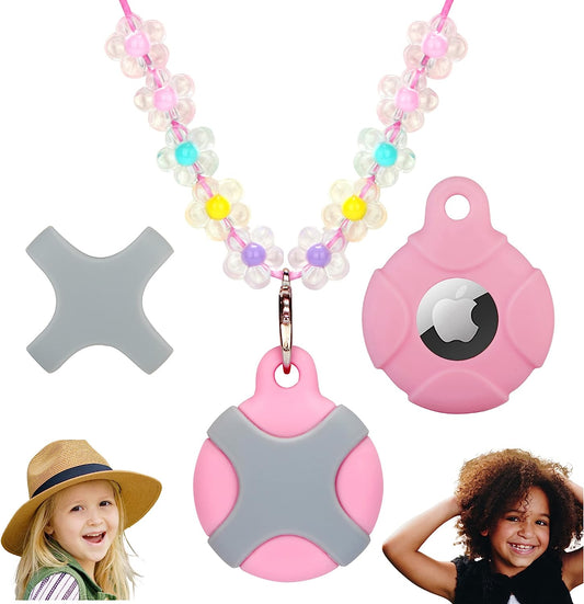 CHABAEBAE Airtag Holder for Kids Airtag Necklace Kids & Adults, Airtag Kids Hidden | Adjustable Air Tag Necklace Kids, Adults | Waterproof Airtag Case (Blossom)  CHABAEBAE   