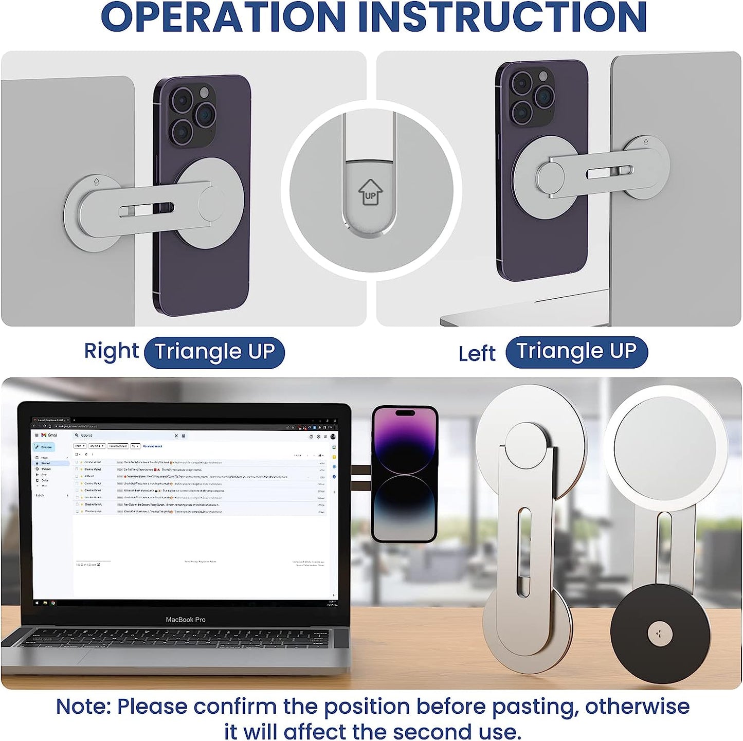 HAMOPY Magnetic Laptop Phone Mount, 180° Adjustable Continuity Camera Mount, Flippable Monitor Side Mount Laptop Extension Bracket, Slim Magsafe Phone Holder for Iphone 14/13/12 Series and More  HAMOPY   