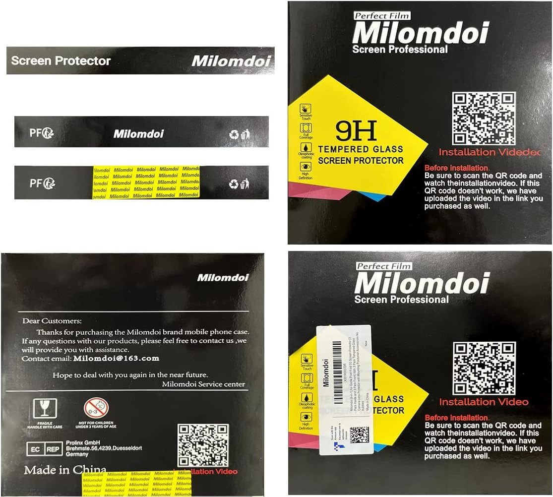 Milomdoi [9-In-1] for Google Pixel Fold 5G Screen Protector [3 Pack inside and 3 Pack Front] with 3 Pack Tempered Glass Camera Lens Protector with Mounting Positioner Accessories No Bubbles  Milomdoi   