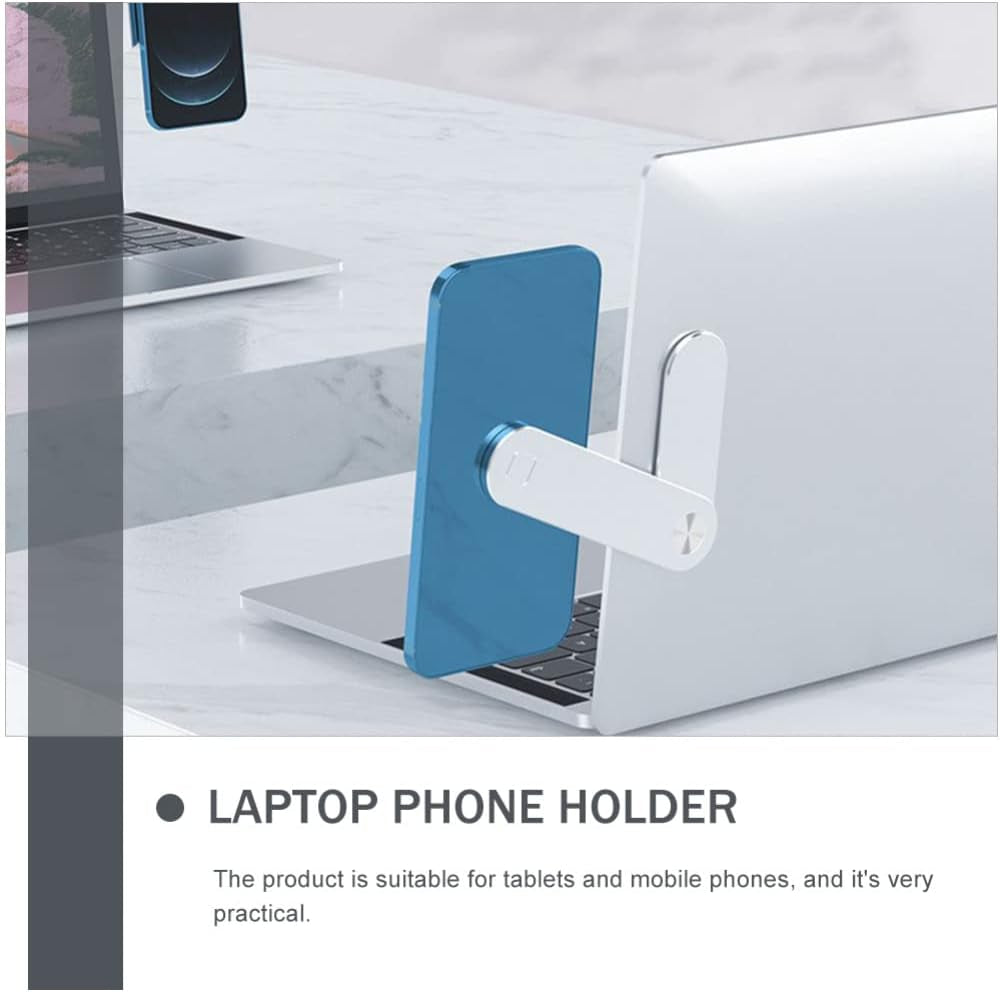 NUOBESTY Laptop Computer Stand Magnetic Phone Holder for Laptop, Adjustable Smartphone Stand Foldable Laptop Side Mount Clip Computer Expansion Bracket for Home Office Laptop Holder  NUOBESTY   