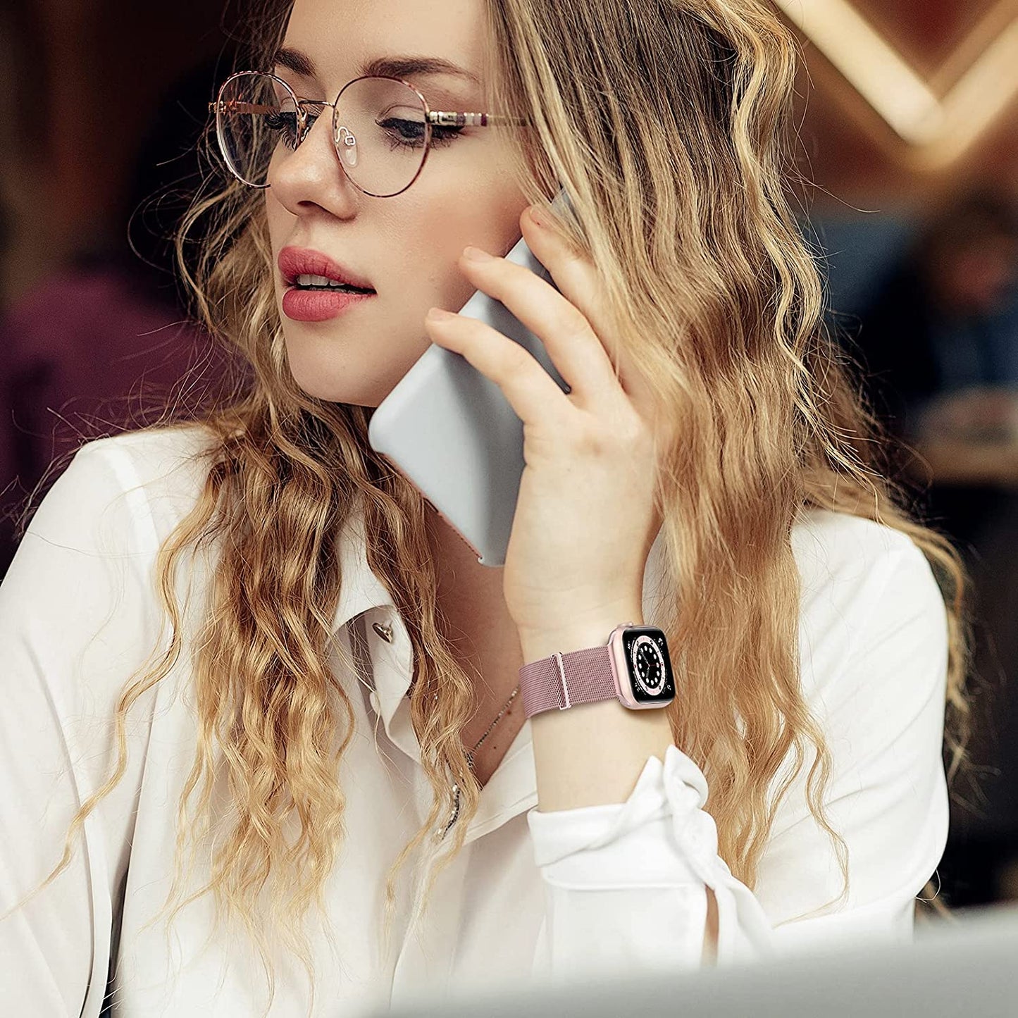 🌈🌈🌈OULUOQI for Apple Watch Band Series Ultra SE 8 7 6 5 4 3 2 1 38Mm 40Mm 41Mm 42Mm 44Mm 45Mm 49Mm Women and Men, Stainless Steel Mesh Loop Magnetic Clasp Replacement for Iwatch Band ( 38Mm/40Mm/41Mm Rose Gold）  OULUOQI   