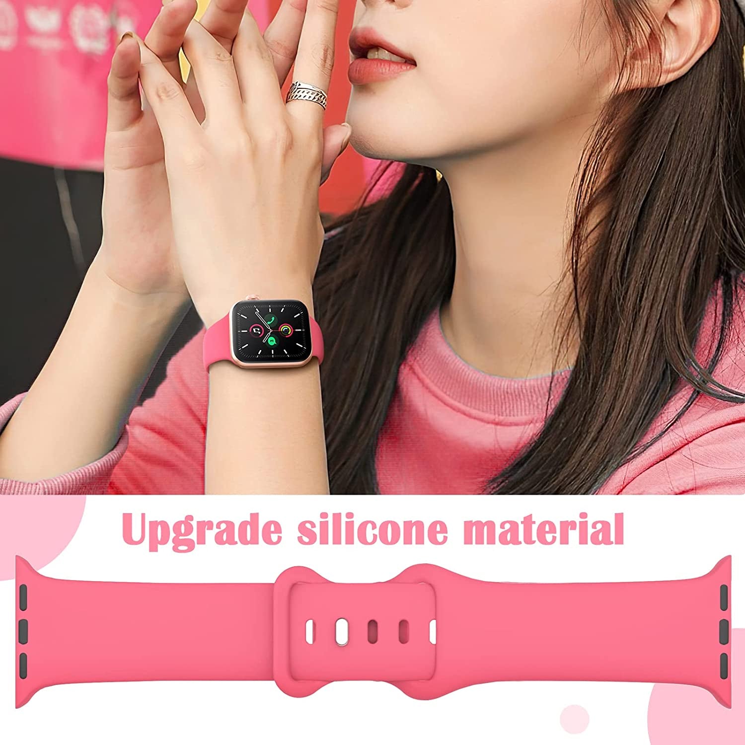 Treasuremax 15 Pack Bands Compatible with Apple Watch Band 41Mm 40Mm 38Mm 45Mm 44Mm 42Mm, Sport Waterproof Wristbands Soft Silicone Strap Replacement for Iwatch Series 8 7 6 5 4 3 2 1 SE Men Women  TreasureMax   