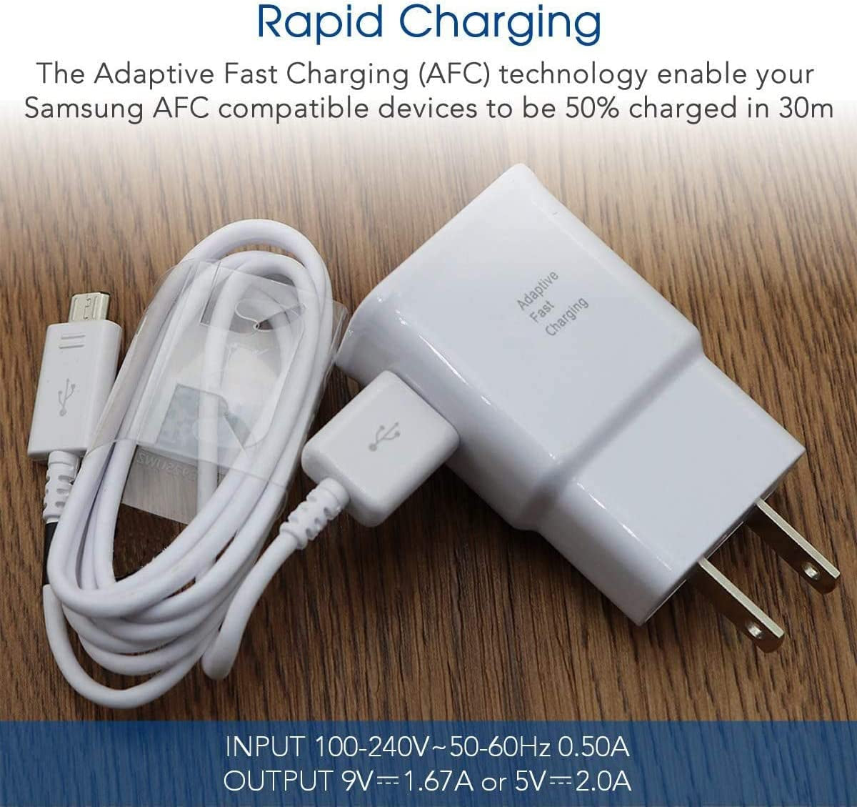 Wall Charger Kit Adaptive Fast Charge Compatible Samsung Galaxy S7 / S7 Edge / S6 / S6 plus / A6 / J7 / J3 / Note5 4, USB 2.0 Charger Plug and Micro USB Cable (2 Pack)  Shenzhen Yuanjiaxin Trading Co.,Ltd   