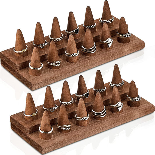 Juexica 24 Fingers Wood Ring Display Ring Display Wooden Ring Stand Ring Display for Selling Jewelry Display Holder Showcase for Ring Organizer Jewelry Show Storage  Juexica   