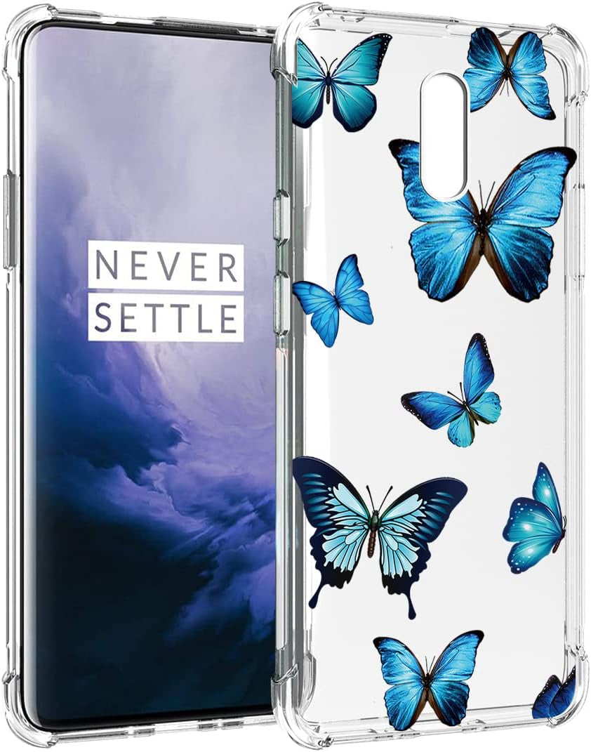 Vokuha for Oneplus 7 Gm1901/Oneplus 6T A6010 Case for Girls Women, Cute Clear Slim Shockproof Pattern Soft Flexible TPU Rubber Back Phone Protective Cover Cases for Oneplus 6T (Blue Butterfly)  Vokuha   