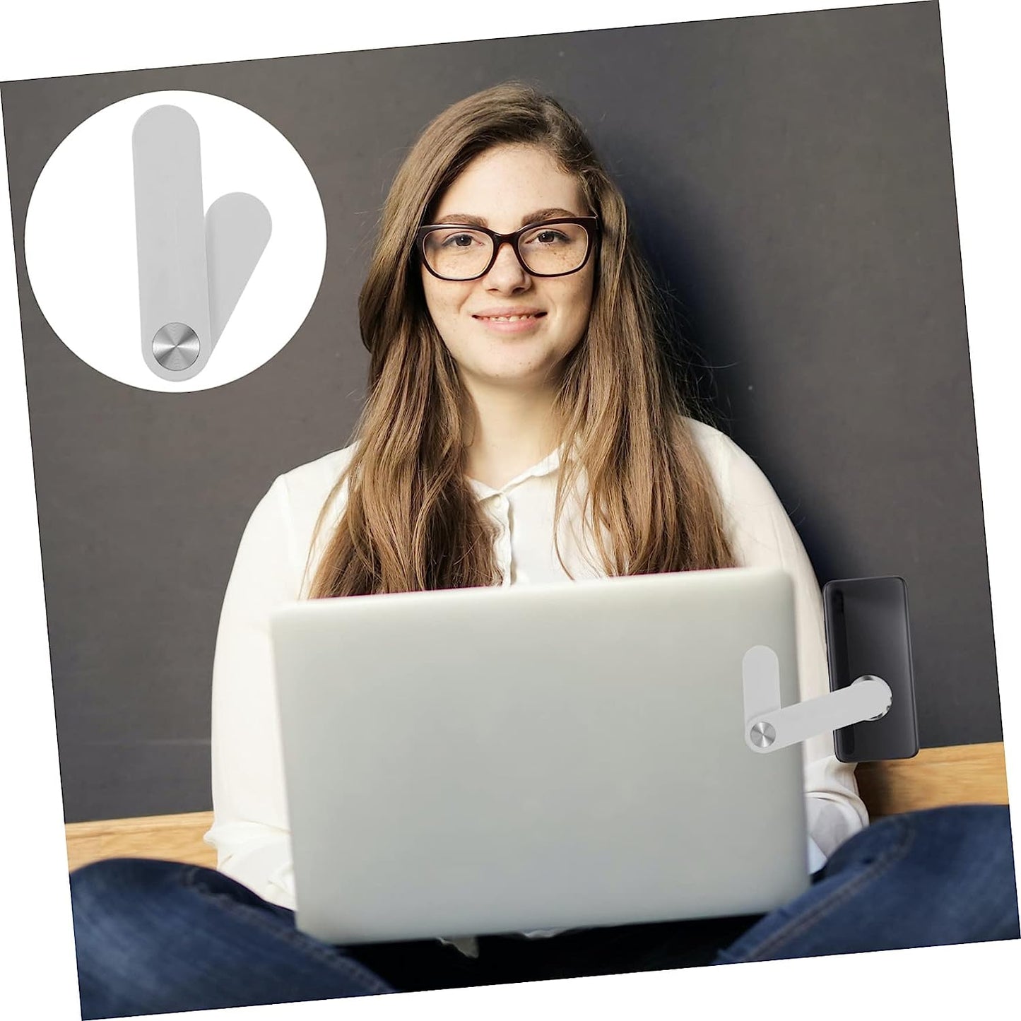 Baluue Screen Phone Holder Portable Phone Stand Portable Monitor Stand Hands Free Phone Holder Phone Holder for Laptop Phone Mount for Monitor Magnetic Cell Phone Mount Small Stand White  Baluue   