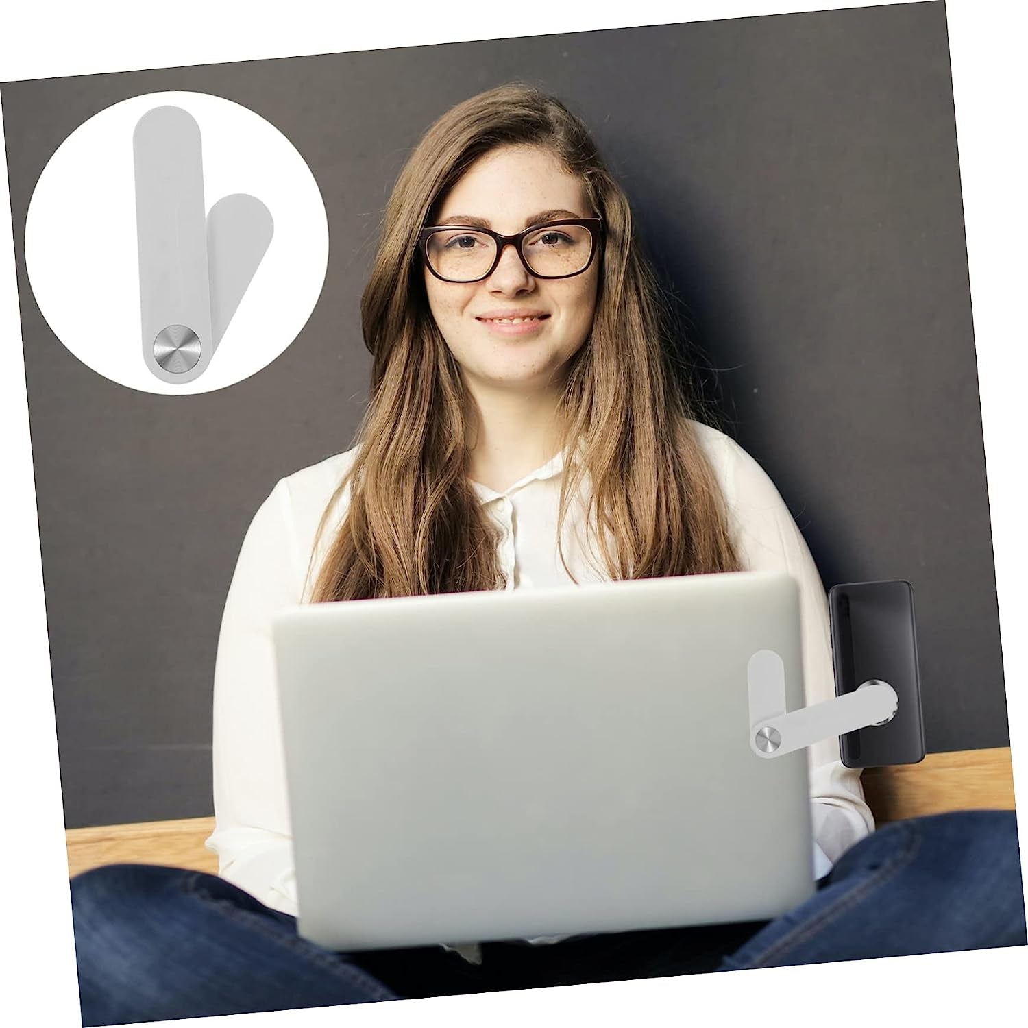 Baluue Screen Phone Holder Portable Phone Stand Portable Monitor Stand Hands Free Phone Holder Phone Holder for Laptop Phone Mount for Monitor Magnetic Cell Phone Mount Small Stand White  Baluue   