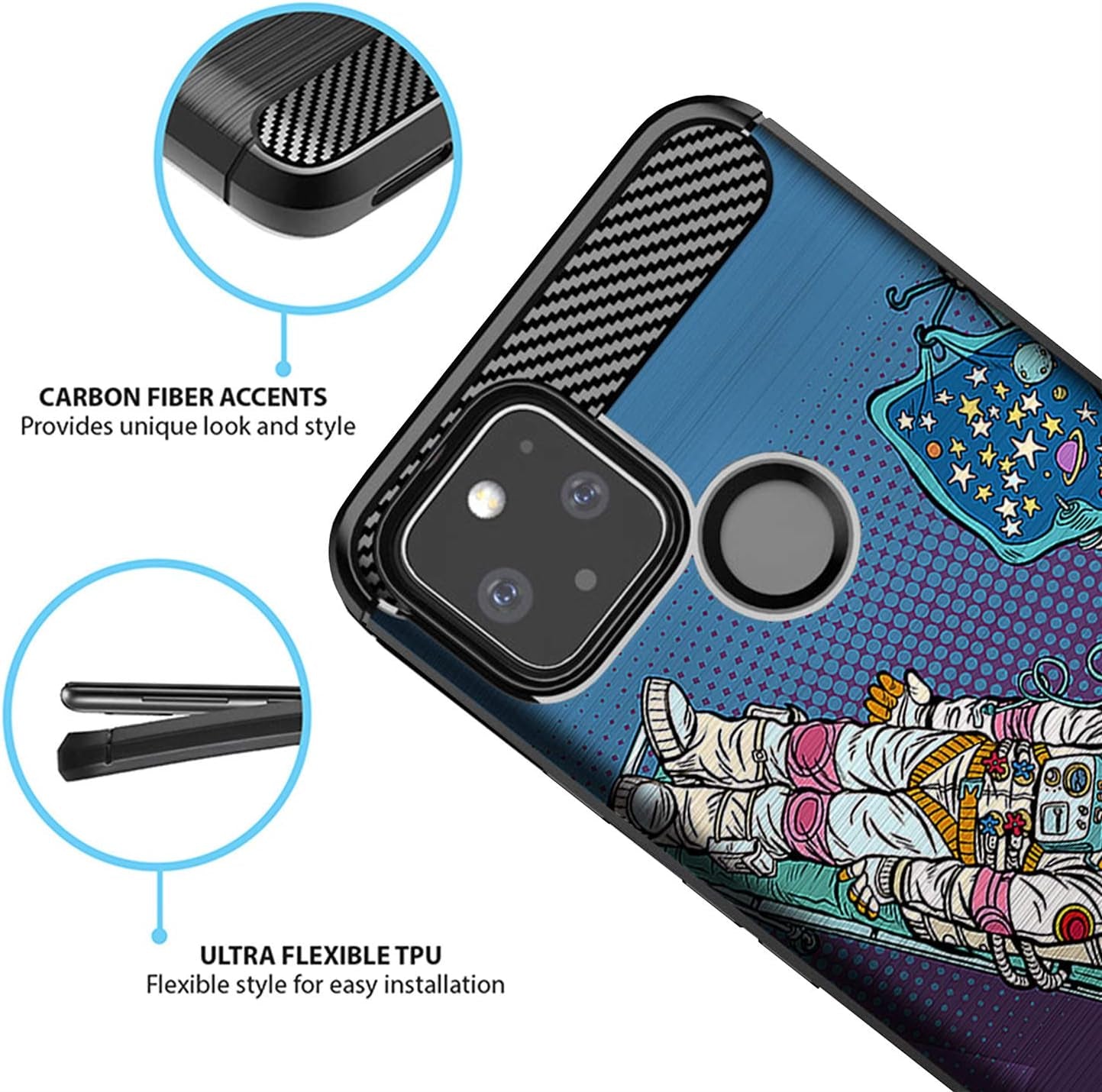 Casesondeck Case Compatible with [Google Pixel 4A 5G (2020)] Pictorial Patterned TPU Design Case Flexible Slim and Elegant (Astronaut)  Cases on Deck   