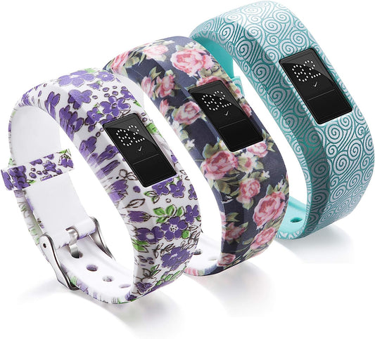 Compatible with Garmin Vivofit JR Bands for Kids, Colorful Adjustable Silicone Replacement Bands Wristband Straps Bracelet for Vivofit JR / Vivofit Jr2 / Vivofit3 (Lavender Rose Green)  XHNee   