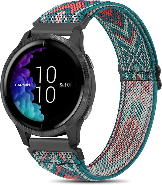 Wanme Bands for Garmin Venu / Vivoactive 3 Watch Band, 20Mm Adjustable Elastic Replacement Wristband Strap for Garmin Venu Sq, Vivoactive 3 Music, Forerunner 645 / 245 Music, Samsung Galaxy Watch 4 (Green Arrow)  Wanme   