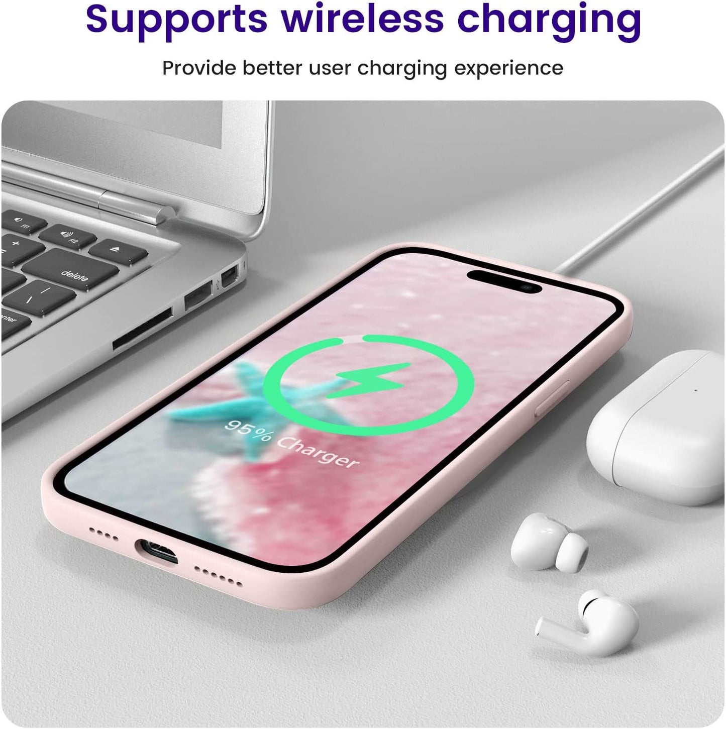 OTOFLY Designed for Iphone 14 Pro Max Phone Case, Silicone Shockproof Slim Thin Phone Case for Iphone 14 Pro Max 6.7 Inch (Chalk Pink)  OTOFLY Direct   