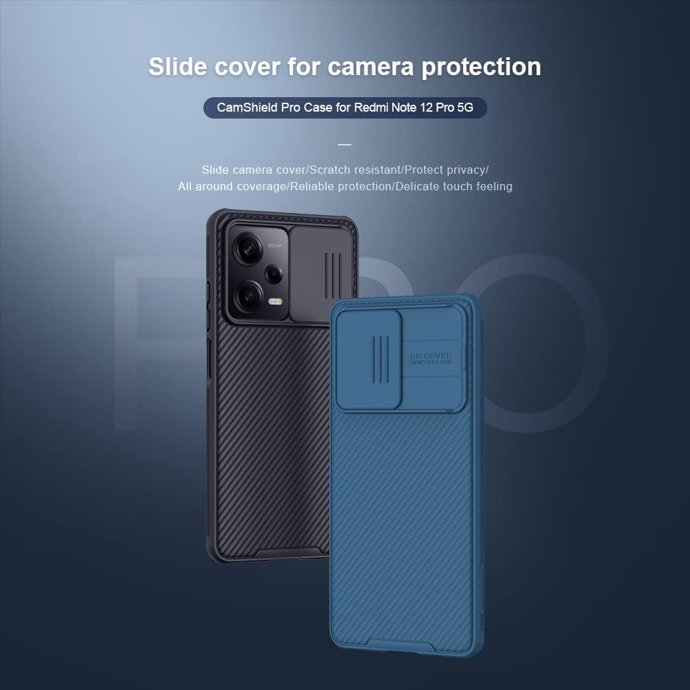 For Xiaomi Redmi Note 12 Pro 5G/Poco X5 Pro 5G Case, Nillkin Slim Case Protective Cover with Camera Protector Hard PC TPU Ultra Thin Anti-Scratch Phone Case for Xiaomi Redmi Note 12 Pro 5G (Black)  Grand Eletronics   