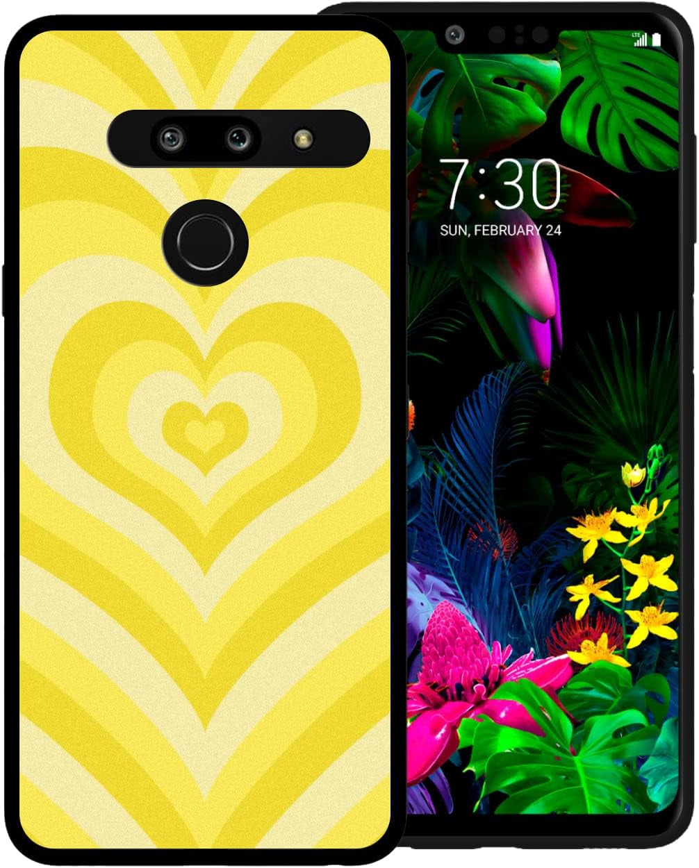 Zaztify Compatible with LG G8 Thinq, Black Heart Tunnel Center Love Swirl Cute Pattern Shockproof Protective Anti-Slip Thin Slim Soft Phone Case Cover Shell  zaztify Yellow Heart  