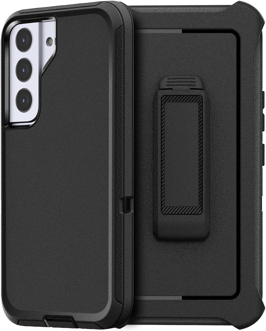 Aicase for Samsung Galaxy S22 Case with Screen Protector,Heavy Duty Drop Protection Full Body Rugged Shockproof/Dust Proof Military Protective Tough Durable Phone Cover for Samsung S22 6.1“_5  AICase Black With Belt Clip  