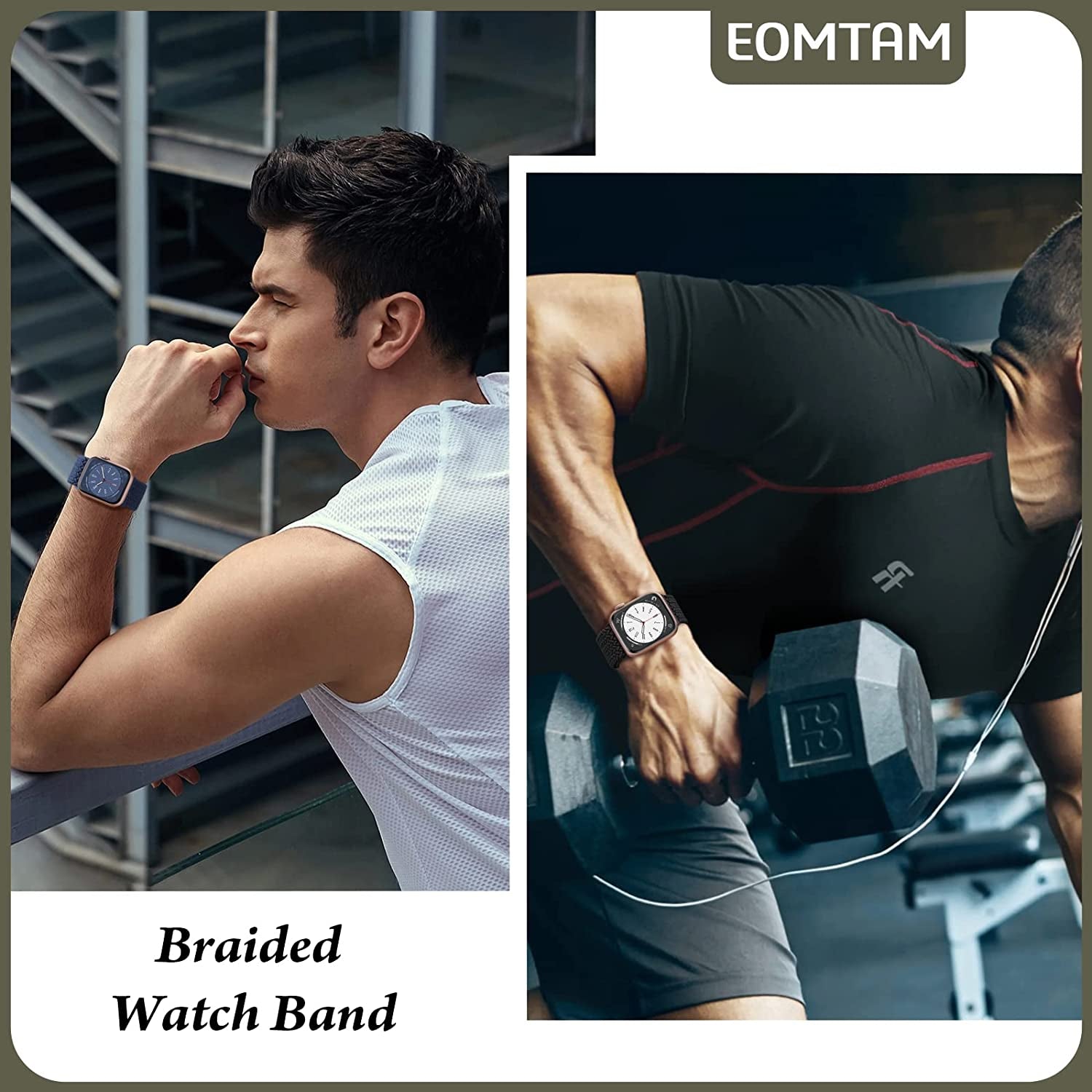 EOMTAM 5 Pack Braided Stretchy Straps Compatible for Apple Watch Band 49Mm 45Mm 44Mm 42Mm 38Mm 40Mm 41Mm Men Women ,Sport Elastic Nylon Cloth Adjustable Wristbands for Iwatch Series Ultra 8 SE 7 6 5 4 3  EOMTAM   