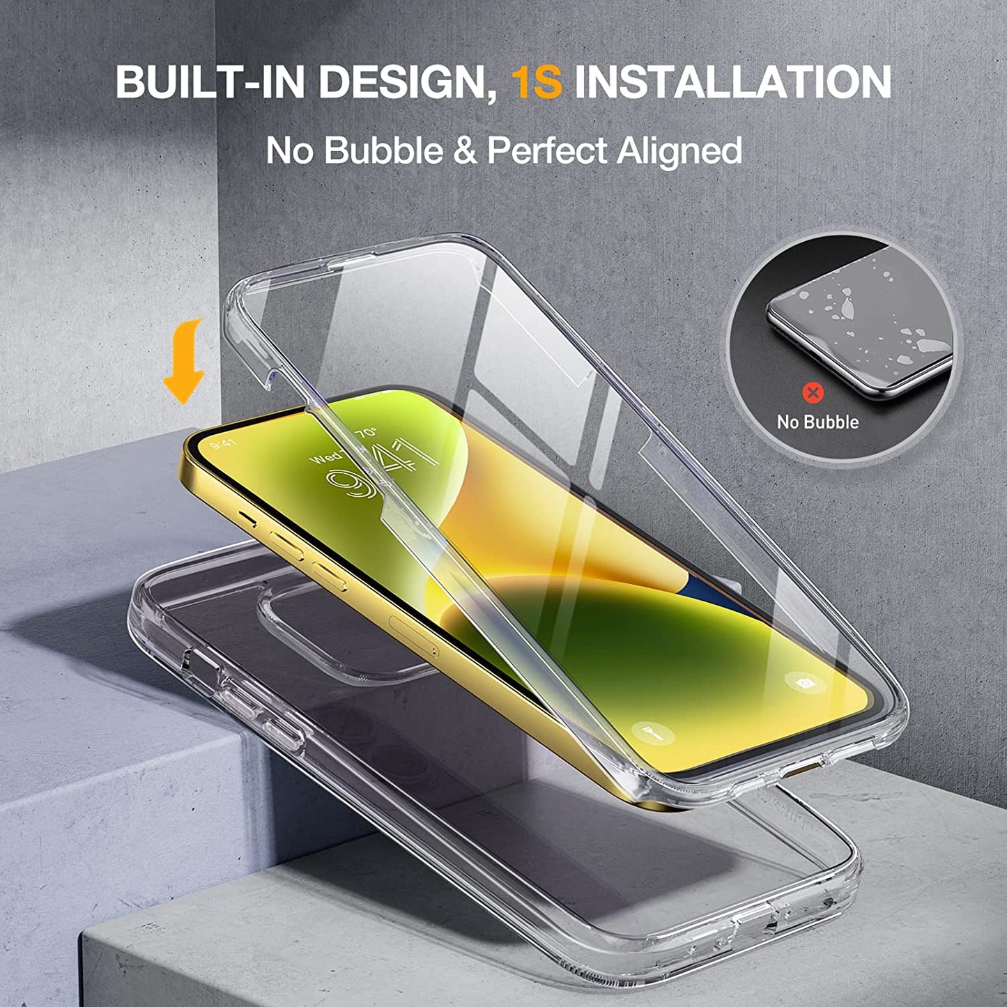 Miracase Glass Series Designed for Iphone 14 Case 6.1 Inch, 2023 Upgrade Full-Body Clear Bumper Case with Built-In 9H Tempered Glass Screen Protector and Camera Lens Protector,Clear  Miracase   