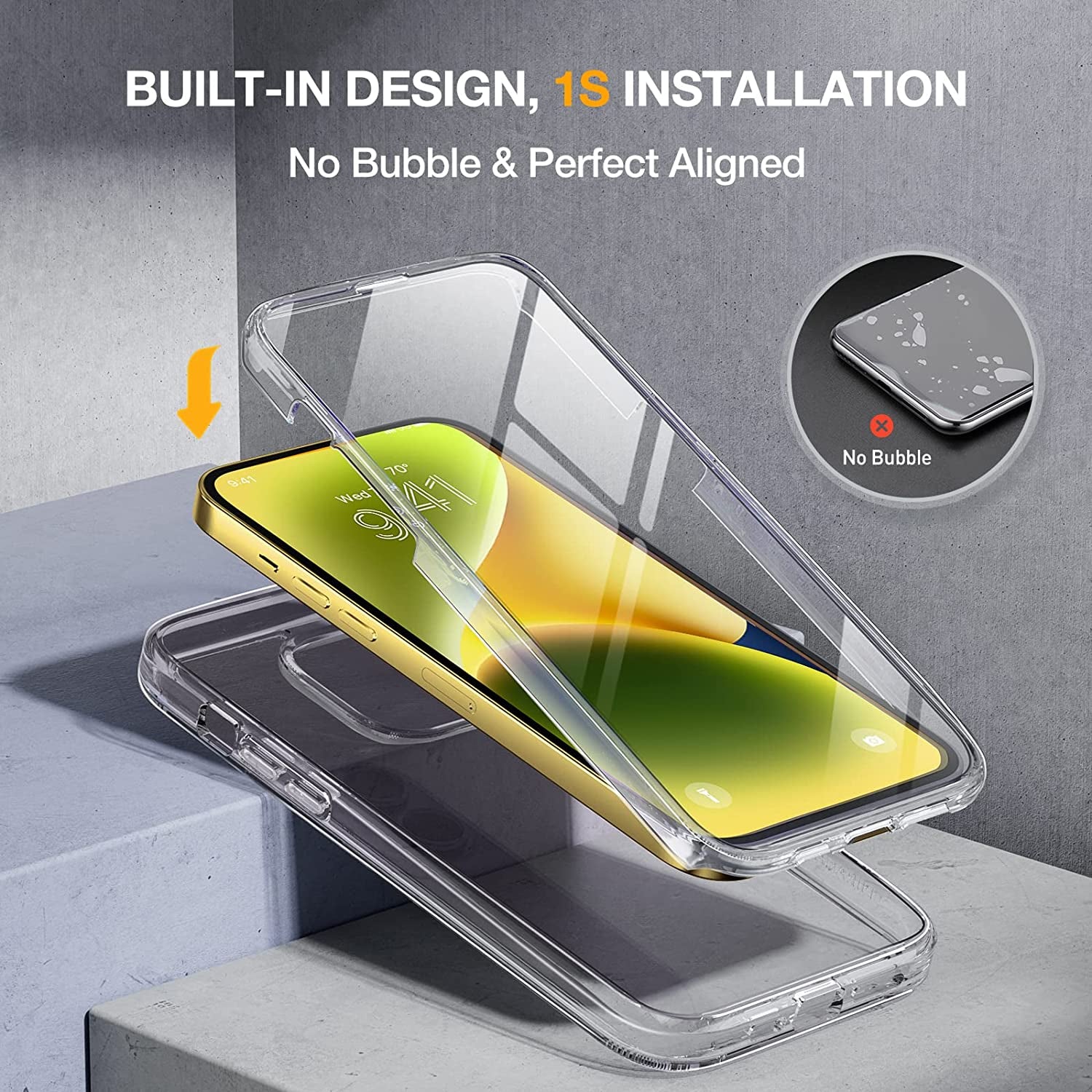 Miracase Glass Series Designed for Iphone 14 Case 6.1 Inch, 2023 Upgrade Full-Body Clear Bumper Case with Built-In 9H Tempered Glass Screen Protector and Camera Lens Protector,Clear  Miracase   