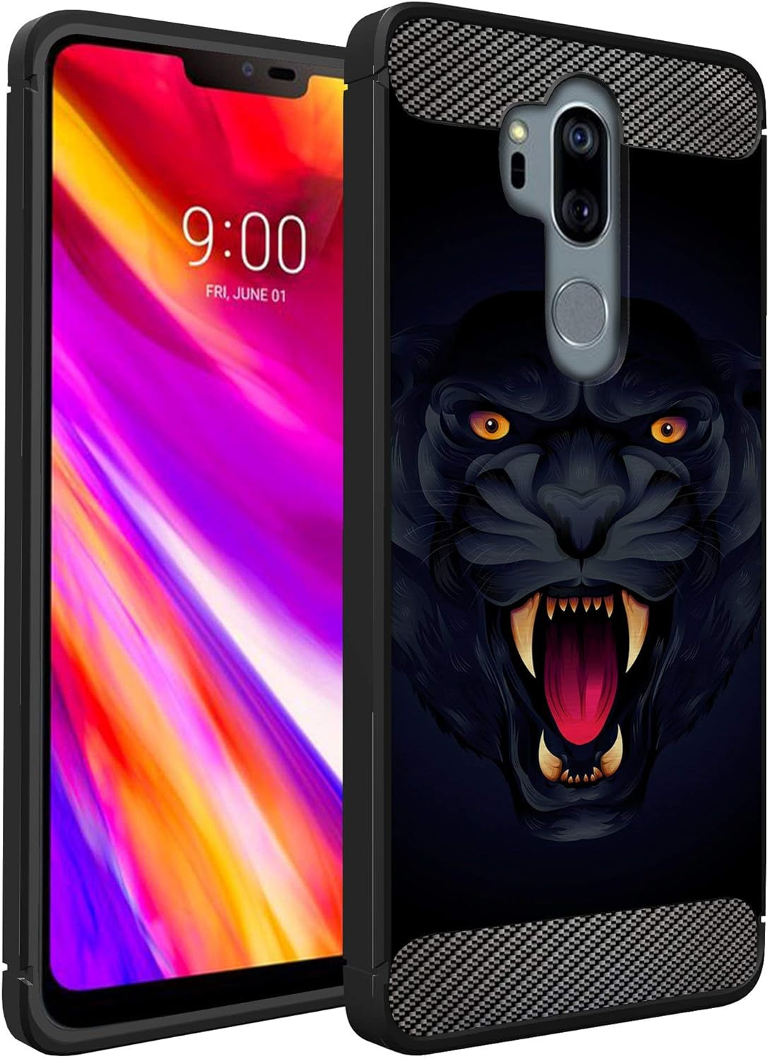 Casesondeck Case Compatible with [LG G7 / LG G7 Thinq] Pictorial Patterned TPU Design Case Flexible Slim and Elegant (Cobra Tiger)  CasesonDeck Black Panther  