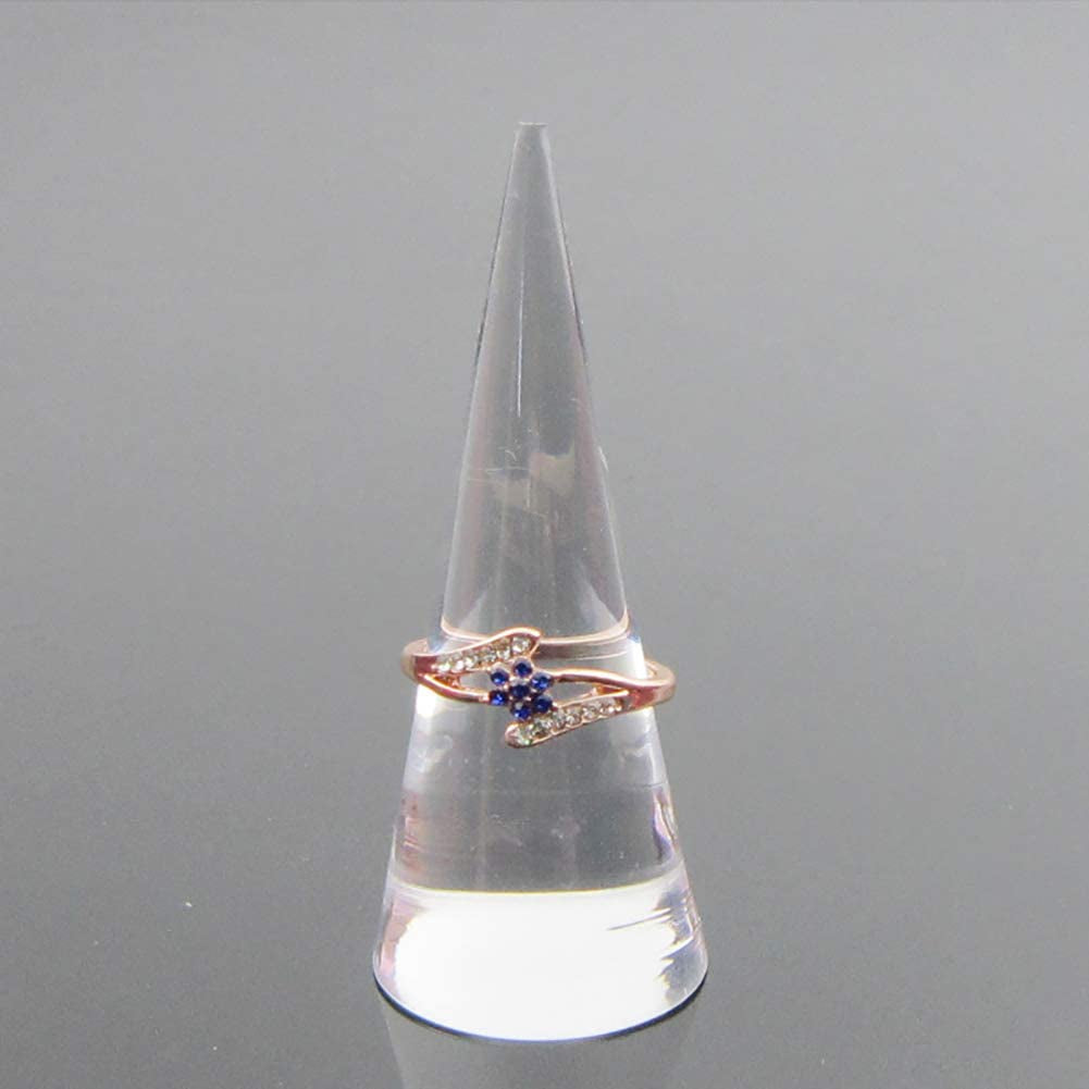 UUYYEO 2 Pcs Clear Cone Shape Acrylic Ring Display Holder Finger Ring Stand Jewelry Display Support Ring Showing Organizer  UUYYEO   