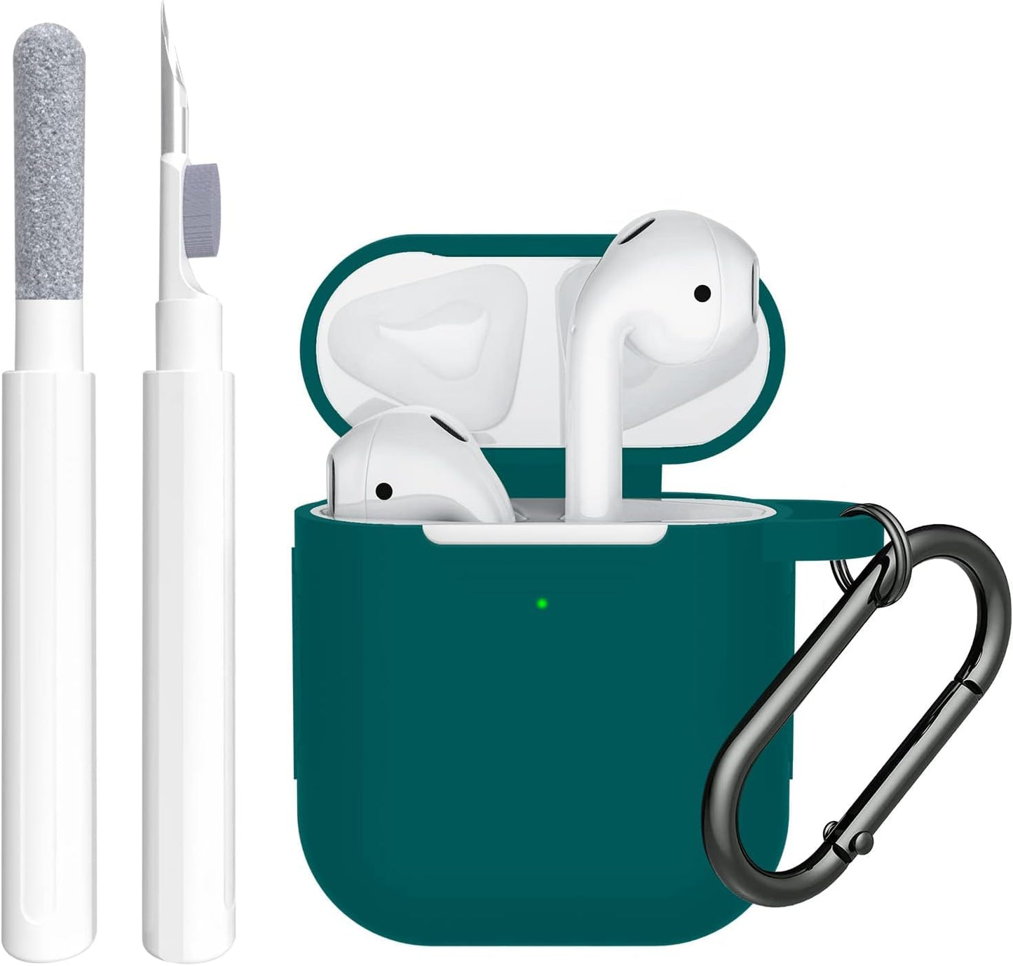 SUPFINE (2 in 1) for Airpod Case Cover, Soft Silicone Protective and Airpod Cleaner Kit Compatible with Airpods 2Nd Generation Charging Case (Bean Pink)  SUPFINE Deep Green  