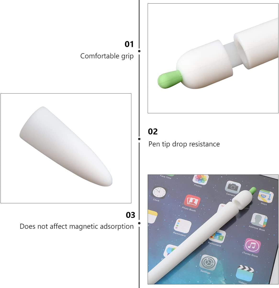 Hemobllo Case Compatible with Apple Pencil 1St Generation, Silicone Stylus Sleeve Carrot Shaped Stylus Cover Shockproof Pen Cover Grip Holder Pencil Sleeve, White  Hemobllo   