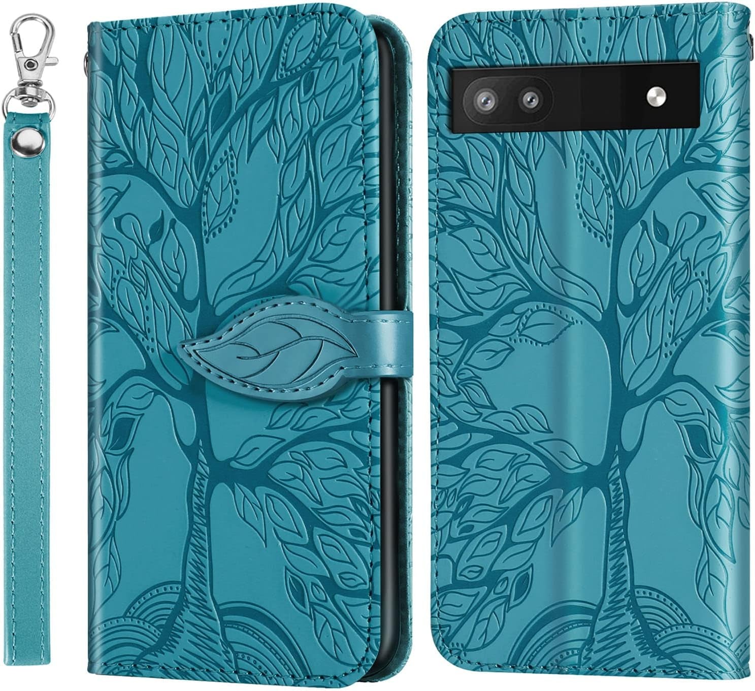 Varohix Google Pixel 6 Wallet Case with Card Holder/Slot,Pu Leather Folio Flip Shell [Kickstand][Magnetic Closure][Wrist Strap] Shockproof Cover Fit Google Pixel 6(6.4''),Brown  Varohix Turquoise Google Pixel 6A(6.1 Inch) 