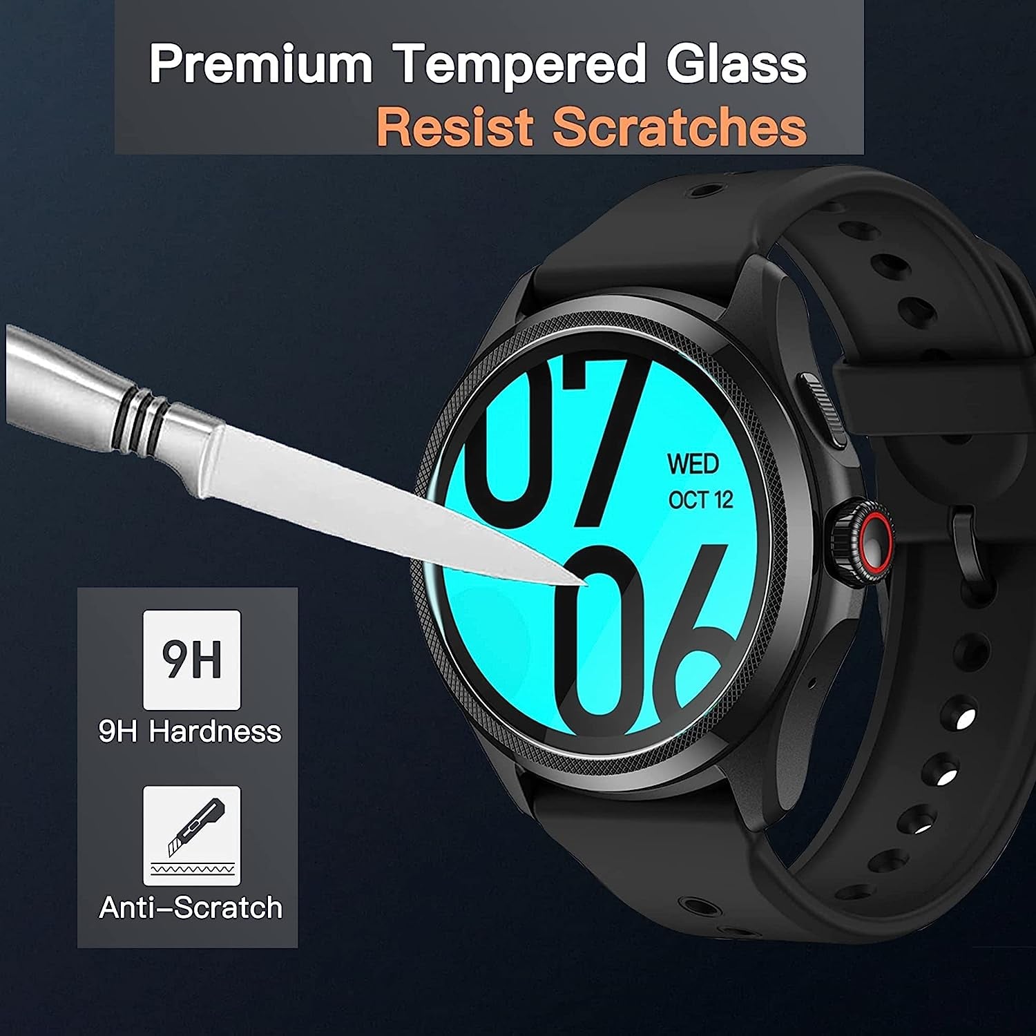 Lamshaw Compatible for Ticwatch Pro 5 Screen Protector, [3 Pack] 9H Tempered Glass Screen Protector Film Compatible for Ticwatch Pro 5 Android Smartwatch (3 PACK)  lamshaw   