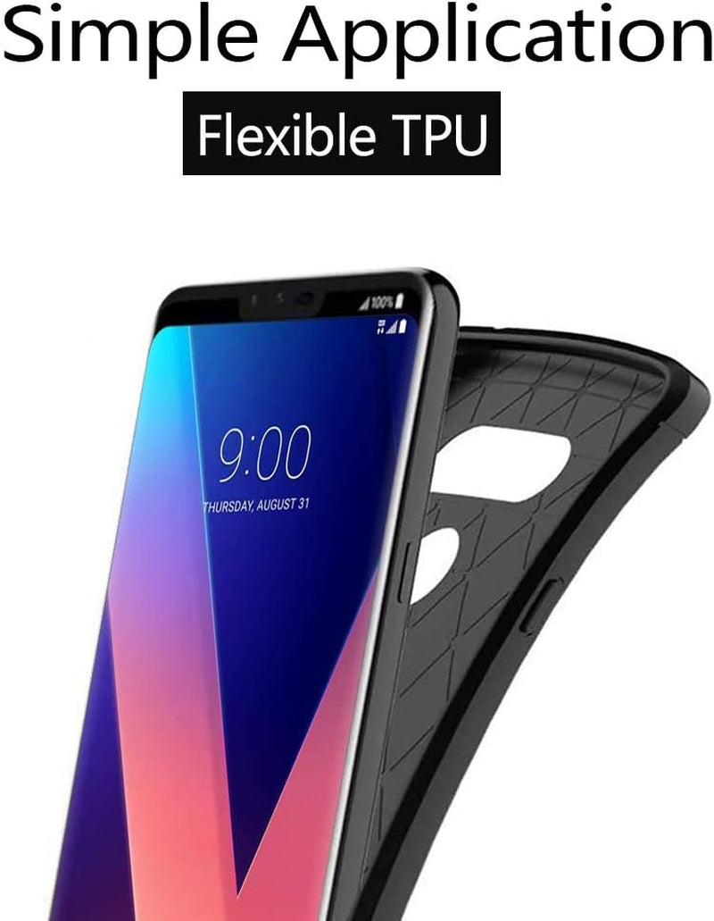 KEEPCA for LG V30 Case,Slim Thin Soft Silicone TPU Rubber Anti-Scratch Shockproof Carbon Fiber Protective Cases Cover for LG V35 Thinq,Brushed Black  KEEPCA   