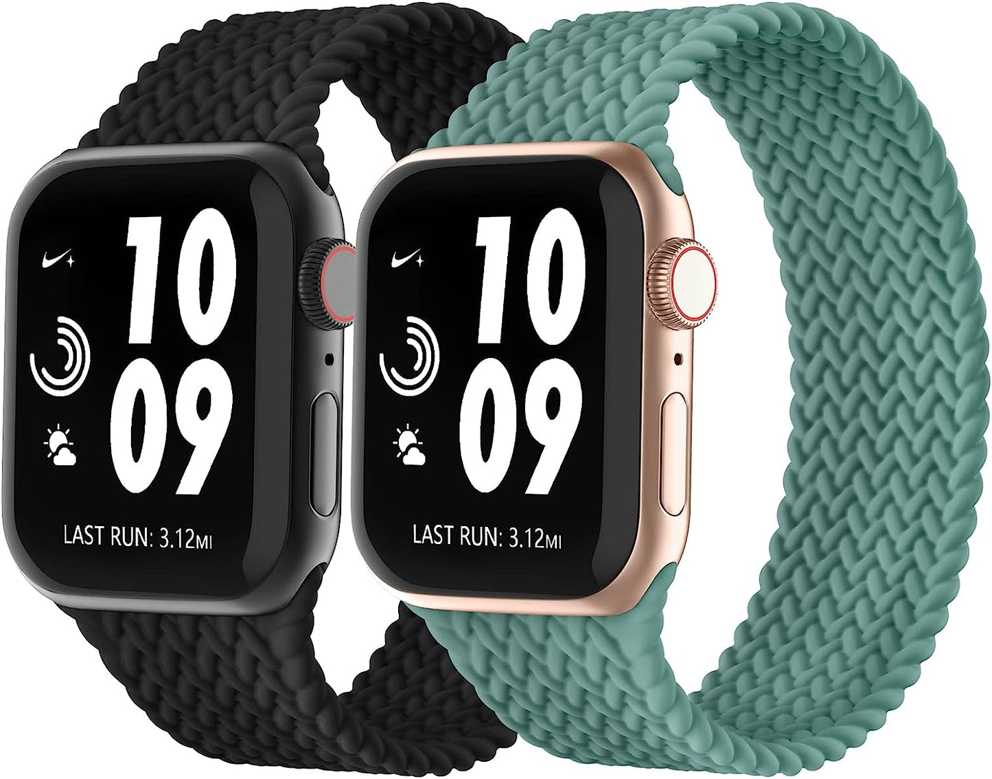 Silicone Solo Loop Bands Compatible with Apple Watch Band 38Mm 40Mm 41Mm 42Mm 44Mm 45Mm 49Mm, Stretchy Silicone Elastic Sport Strap Compatible for Iwatch Series 8/7/6/5/4/3/2/1/SE Ultra  WASPO Z-Black/Pine Green 42/44/45/49MM L: 6.7"-7.1"(170mm-180mm) 