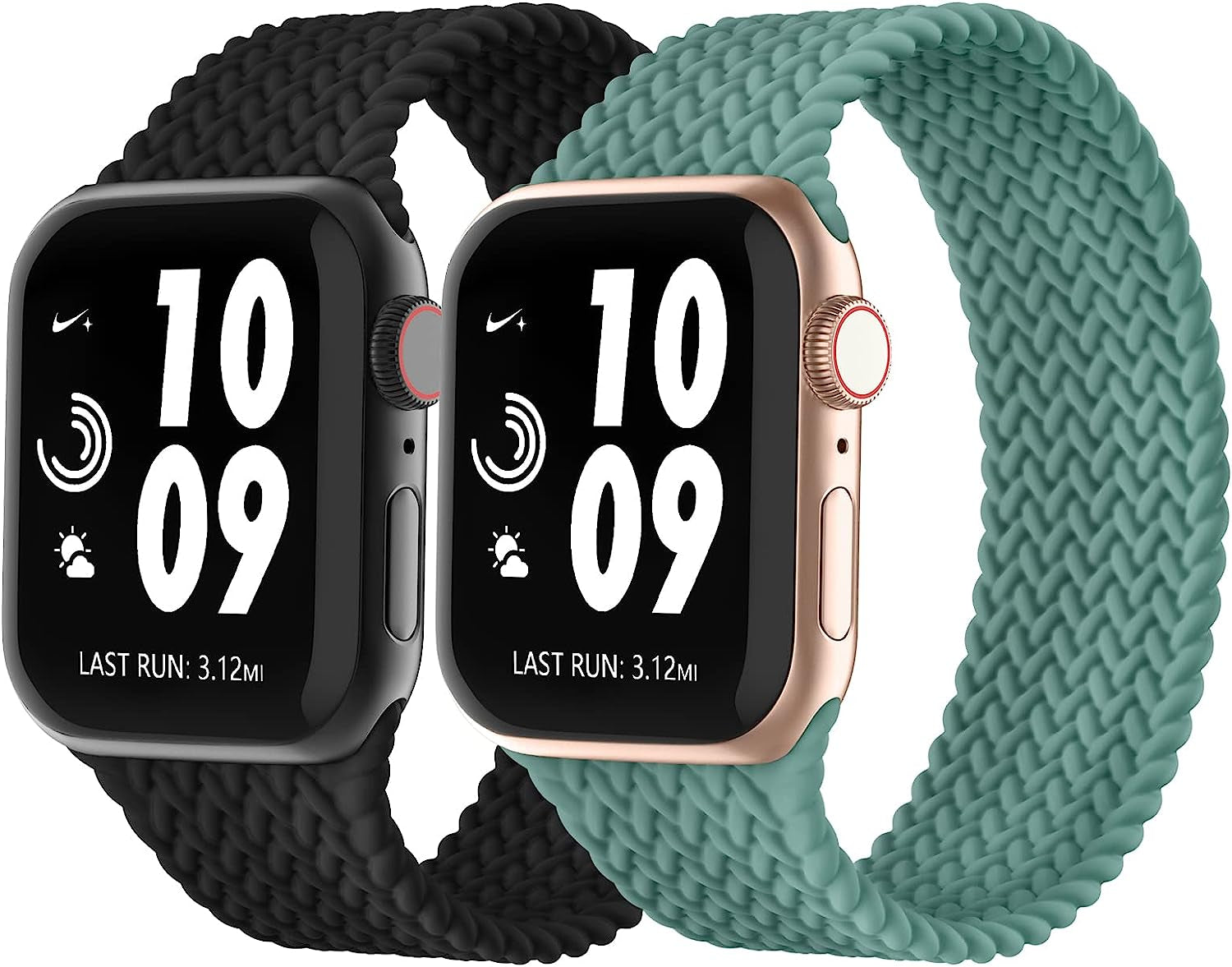 Silicone Solo Loop Bands Compatible with Apple Watch Band 38Mm 40Mm 41Mm 42Mm 44Mm 45Mm 49Mm, Stretchy Silicone Elastic Sport Strap Compatible for Iwatch Series 8/7/6/5/4/3/2/1/SE Ultra  WASPO Z-Black/Pine Green 42/44/45/49MM L: 6.7"-7.1"(170mm-180mm) 