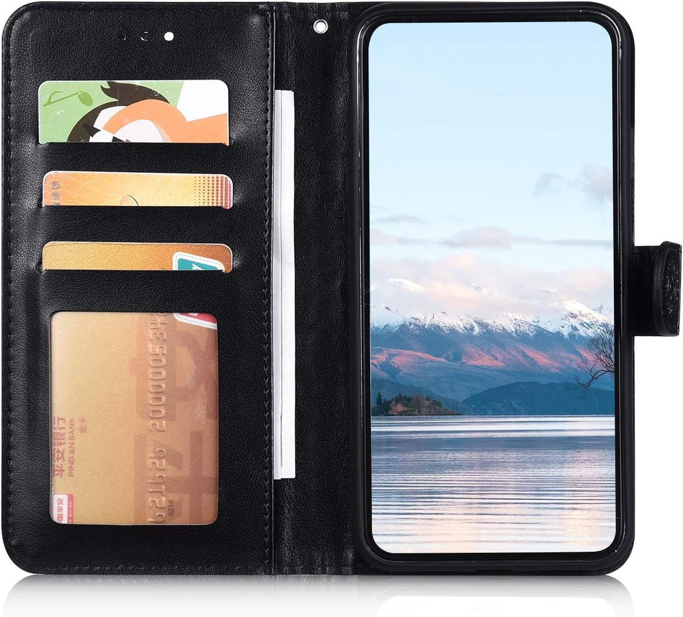 IKASEFU Compatible with LG V40 Thinq Case Emboss Sun Mandala Floral Pu Leather Wallet Strap Case Card Slots Shockproof Magnetic Stand Feature Folio Flip Book Cover Protective Case,Black  IKASEFU   