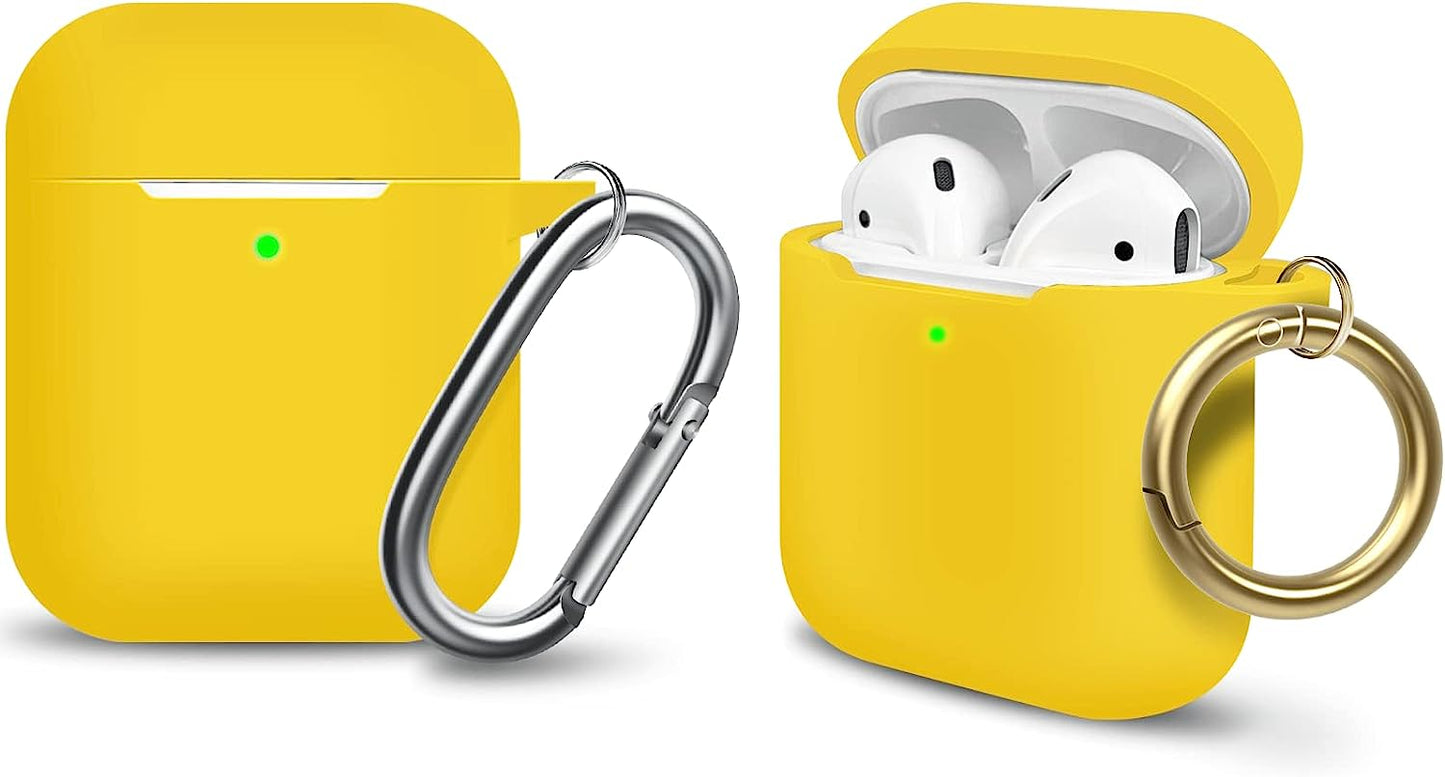 MOLOPPO Case Cover Compatible with Airpods, Soft Silicone Protective Cover with Keychain for Women Men Compatible with Apple Airpods 2Nd 1St Generation Charging Case, Front LED Visible- Milk Tea  MOLOVA S-Yellow  