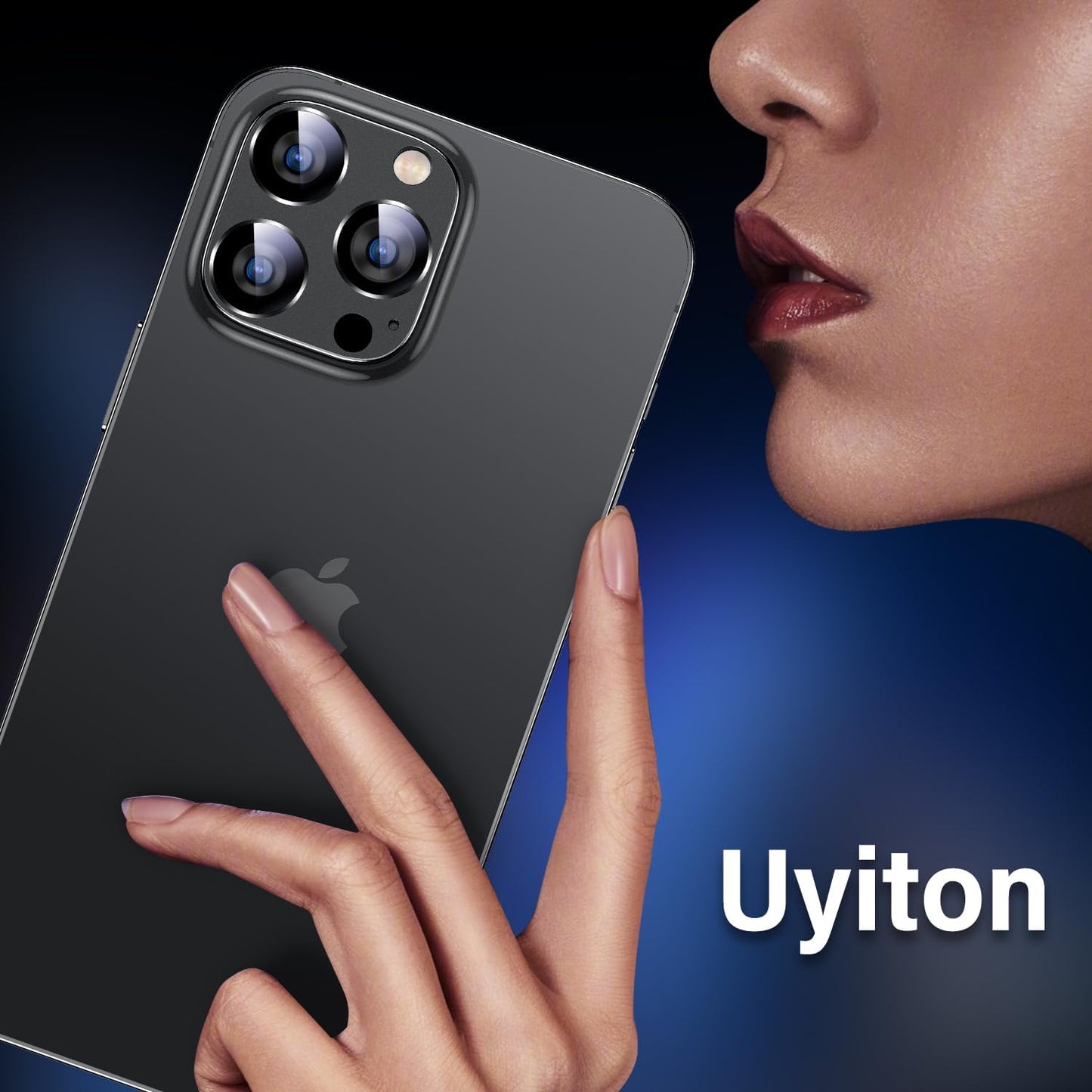 Uyiton for Iphone 13 Pro/Iphone 13 Pro Max Camera Lens Protector, [Strong Adsorption] [Drop Protection] Metal Ring Tempered Glass Rear Camera Screen Cover - Graphite  Uyiton   