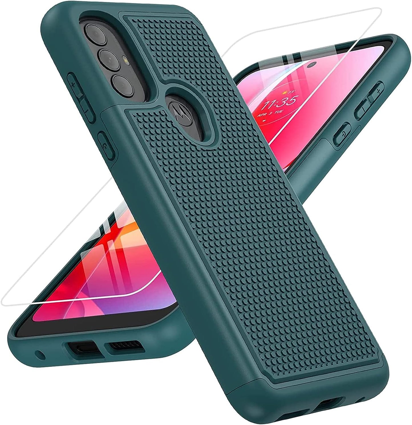 BNIUT for Motorola Moto G Power 2022 Case: Moto G Play 2023 Case & Moto G Pure 2021 Case - Dual Layer Protective Heavy Duty Phone Cover Shockproof Rugged with Non Slip Textured (Burgundy Purple)  binghexin Dark Green  