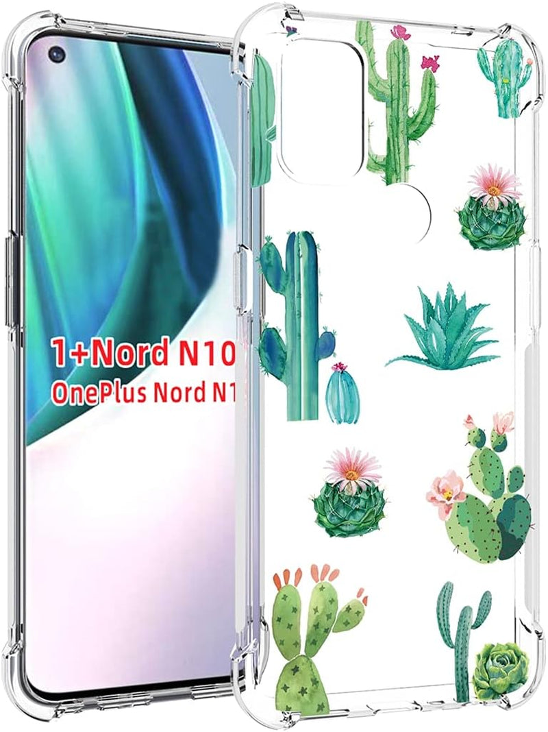 Bohefo Clear Case Compatible with Oneplus Nord N10 5G, Oneplus N10 5G Case for Girls Women, Cute Soft TPU Shockproof Protective Phone Case Cover for Oneplus Nord N10 5G (Cactus)  Bohefo   