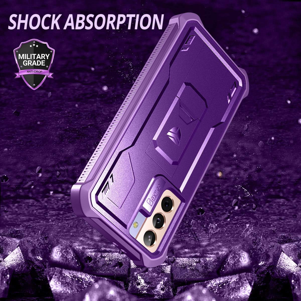 Dexnor for Samsung Galaxy S21+ plus Case, [Built in Screen Protector and Kickstand] Heavy Duty Military Grade Protection Shockproof Protective Cover for Samsung Galaxy S21 plus 5G, 6.7 Inch Purple  Dexnor   